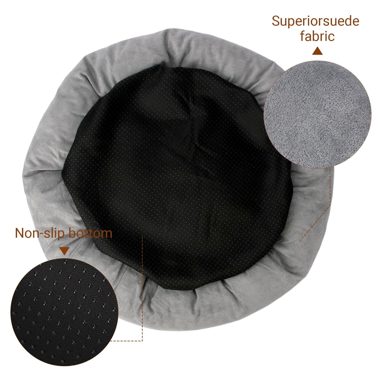 Donut Dog Bed for Small Medium Dogs Cats, 18 inch Calming Washable-Round Cozy Soft Pet Bed for Puppy and Kitten with Slip-Resistant Bottom