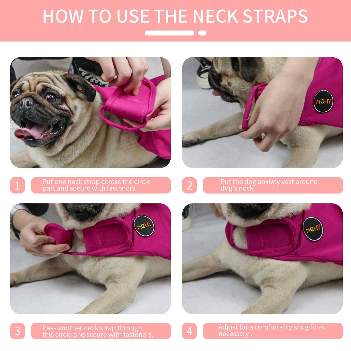 MCHY Dog Anxiety Vest, Anxiety Relief for Dogs, Dog Calming Coat (Pink M)