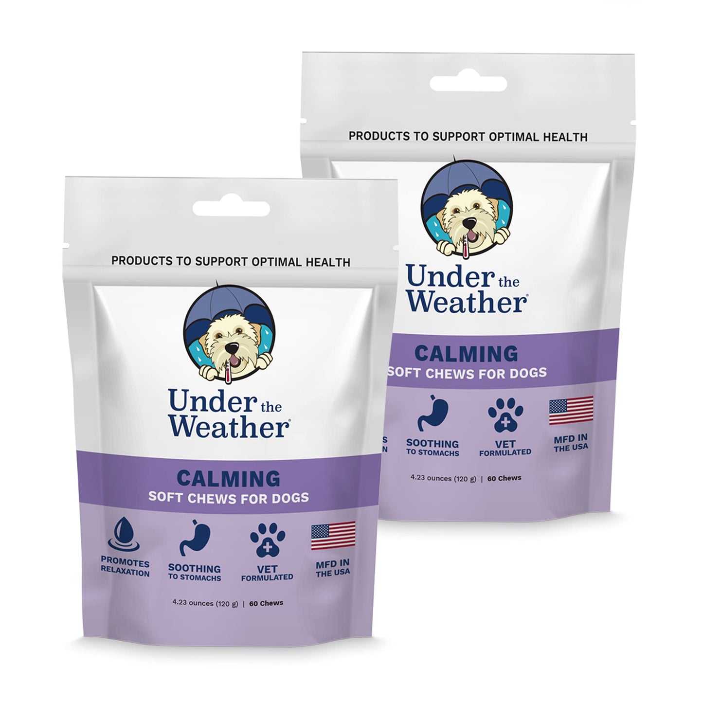 Under the Weather Pet Soft Dog Chew Supplements for Calming and Probiotics | Supports Relaxation and Normal Emotional Balance in Dogs (Calming, 120 Count)