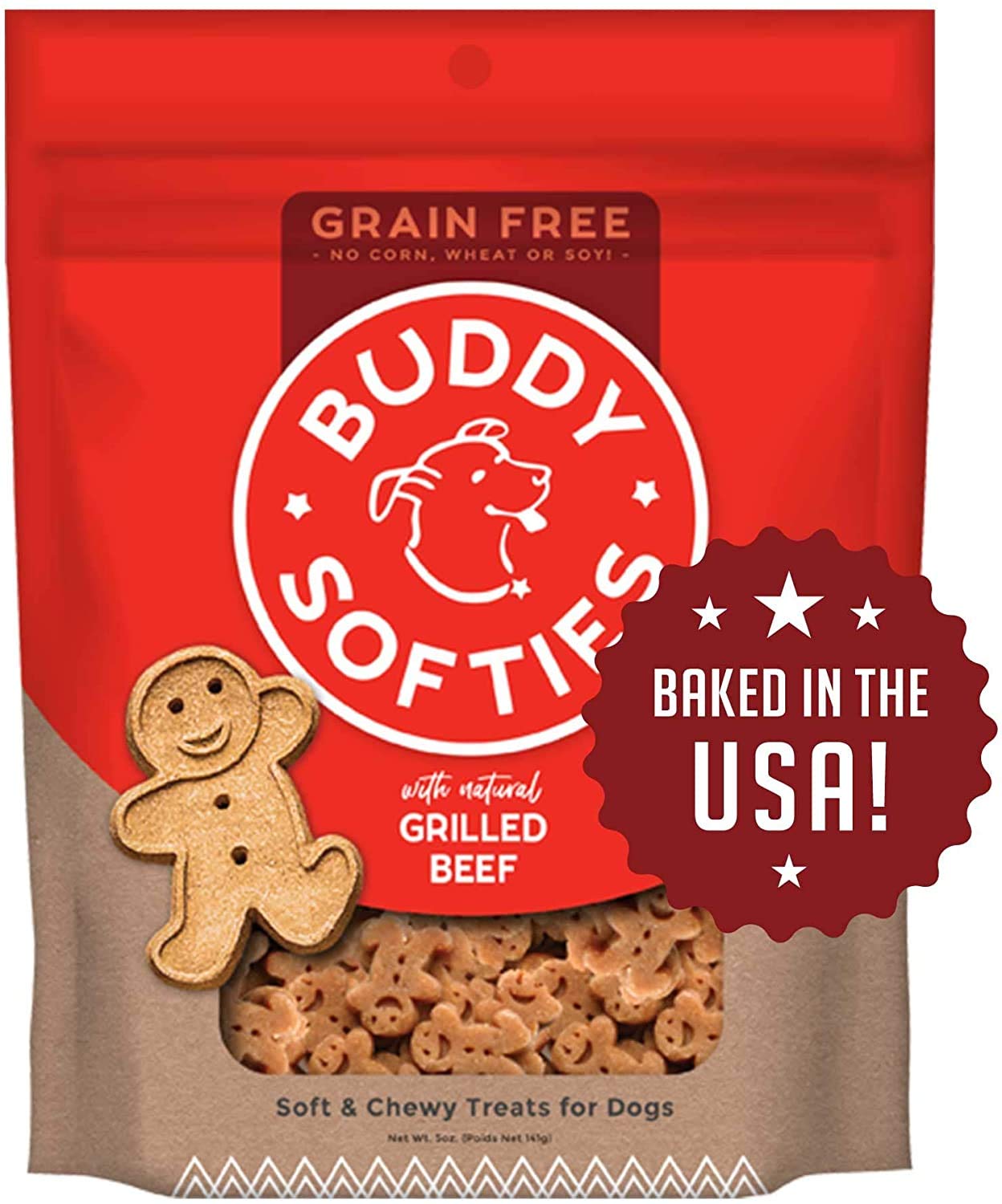 Pet Faves Buddy Biscuits Soft & Chewy Treats for Small & Large Dogs, Grilled Beef, Roasted Chicken, Bacon & Cheese Peanut Butter with 10ct Wipes (2 Grain Free 5oz, 2 Healthy Whole Grain 6oz)