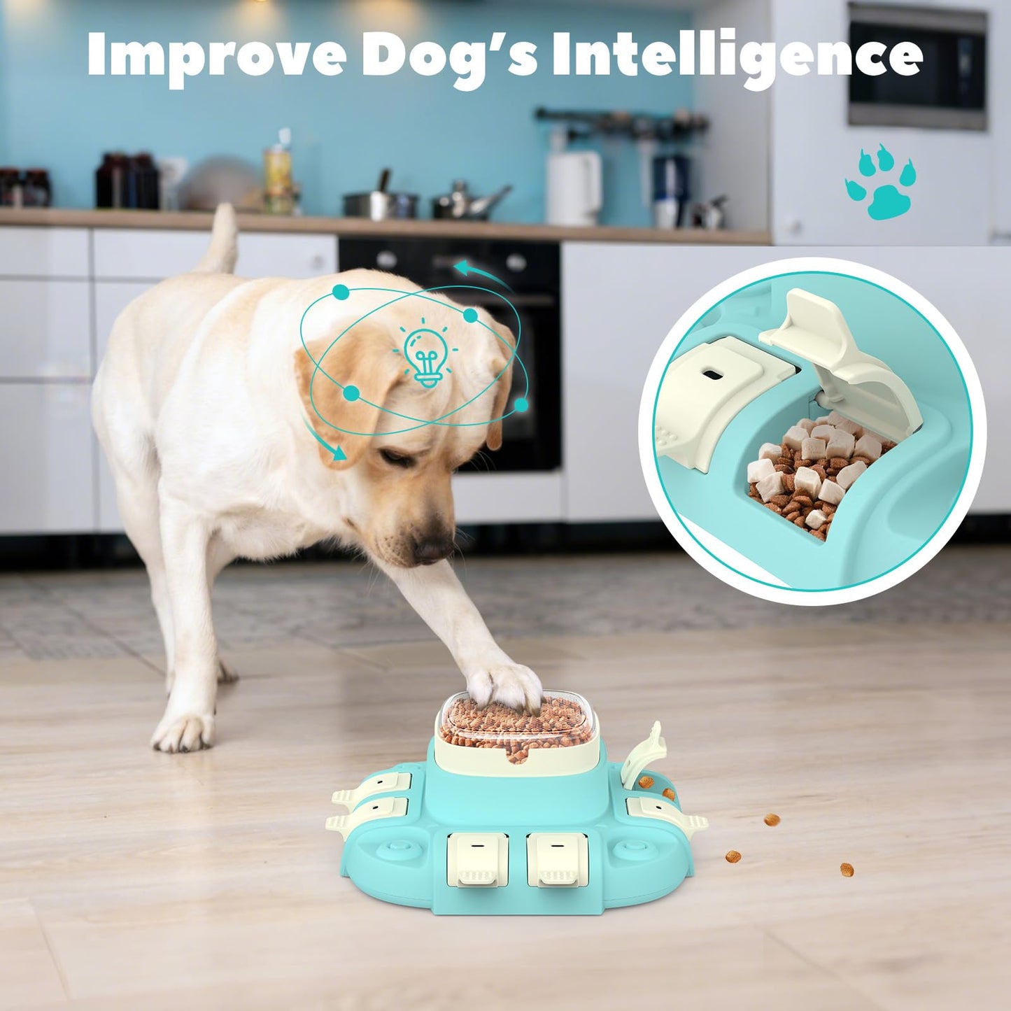Tivray Dog Puzzle Toy 2 Levels, Interactive Dog Enrichment Feeder for Small to Large Breeds, Dishwasher Safe