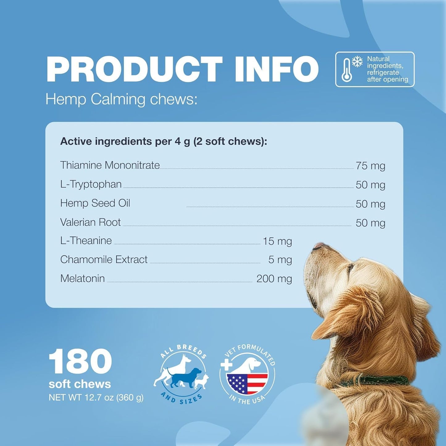 Soft Calming Chews for Dogs - Calming Chews for Dogs with Valerian Root, Melatonin, Vitamin B Complex & Chamomile Extract - Canine Treats for Fireworks, Grooming, Vet Visits, Thunderstorms