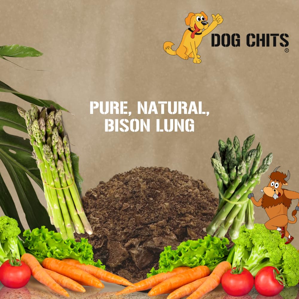 Dog Chits Bison Lung Food Topper for Dogs and Puppies | Pure Bison Lung | No Preservatives | Made in USA | All-Natural | Sprinkle on Food | Perfect for Dogs Easy on Digestion | 7 oz.