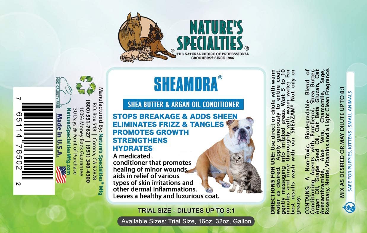 Nature's Specialties Sheamora Shea Butter & Argan Oil Conditioner for Dogs Cats, Secure Biodegradeable, 16oz