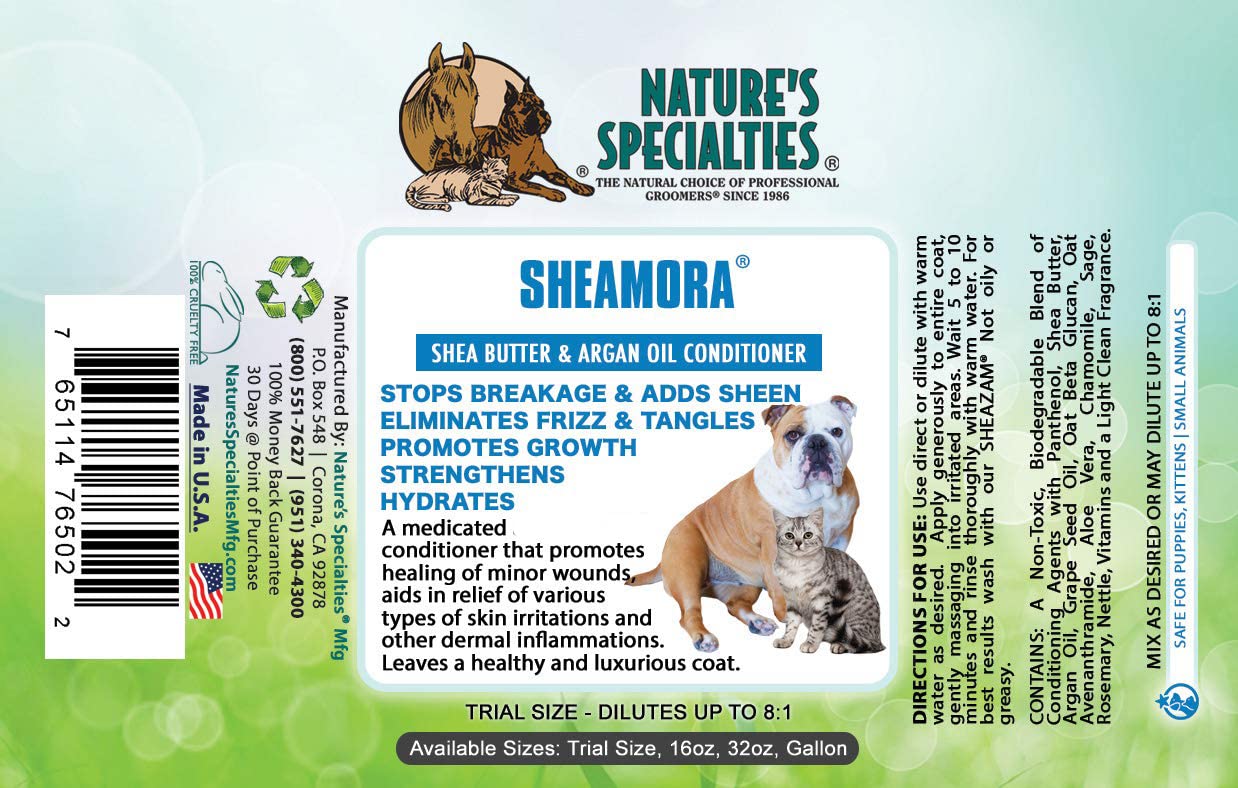 Nature's Specialties Sheamora Shea Butter & Argan Oil Conditioner for Dogs Cats, Secure Biodegradeable, 16oz