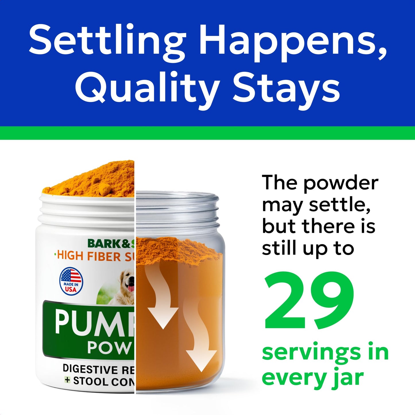 BARK&SPARK Pumpkin Powder for Dogs - 8oz Powdered High Fiber Supplement and Stool Softener - Upset Stomach, Food Sensitivity - Improve Digestion - 8oz