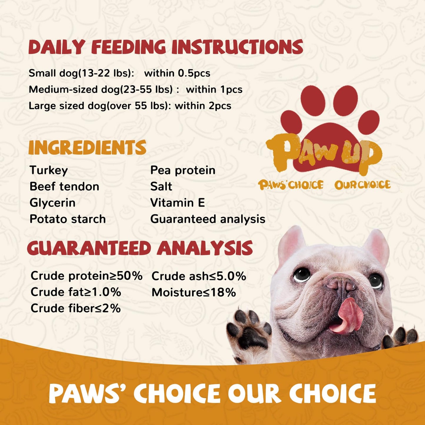 PAWUP Turkey Dog Treats – Long Lasting Chew Sticks with Beef Tendon, Healthy Bones for Small Dogs (13g/Stick, 6 Counts)