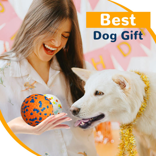 Petcare 2 Pack Dog Balls Toys for Aggressive Chewers Indestructible Tennis Balls for Medium Large Dogs Water Toy Chew Ball Tough Durable Big Dog Toys Bouncing Ball for Dogs to Fetch, Orange+White