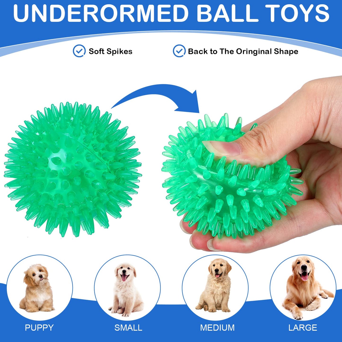 Hanaive 36 Pcs Squeaky Balls for Dogs Squeaky Dog Toys Bulk 2.5 Inch Spiky Pet Chew Balls Interactive Fetch Toys for Puppy Cleans Teeth and Training