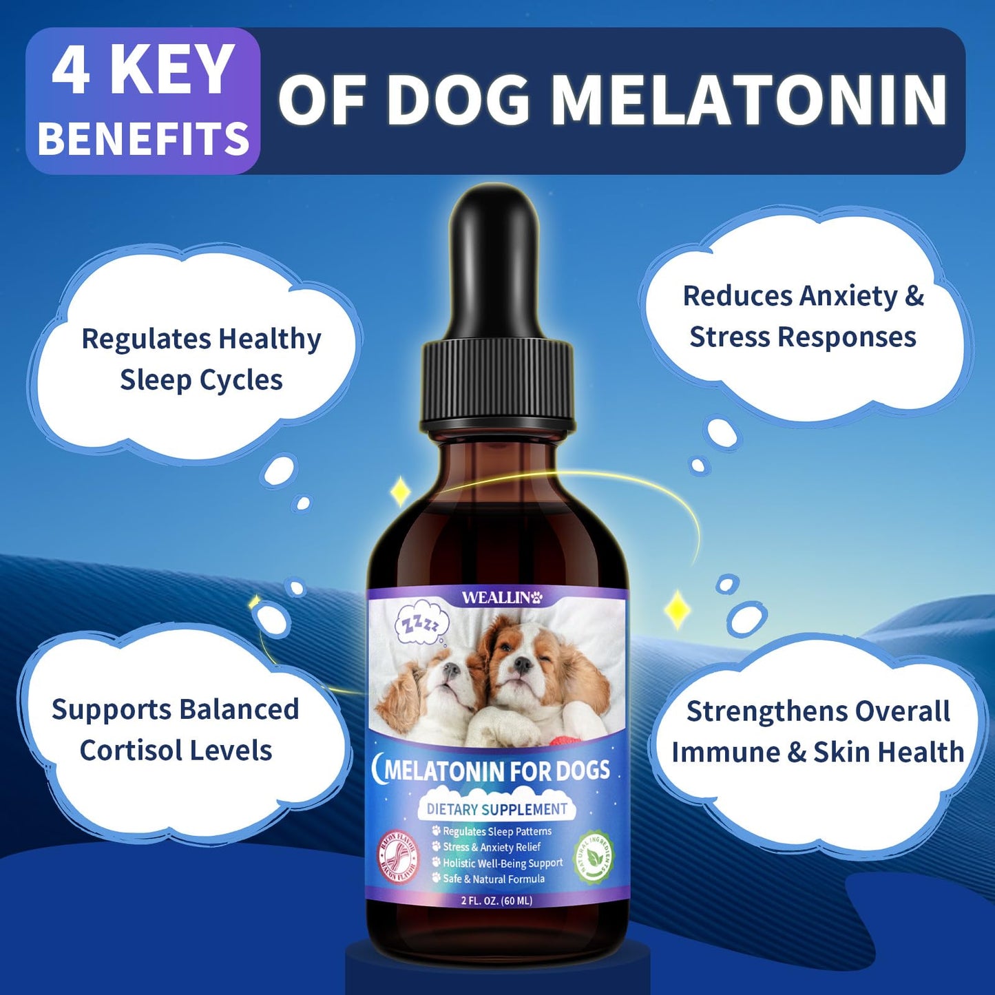 WEALLIN Dog Multivitamin Chews + Melatonin Drops Bundle – Daily Wellness & Sleep Support | Promotes Vitality, Calm Behavior & Restful Sleep