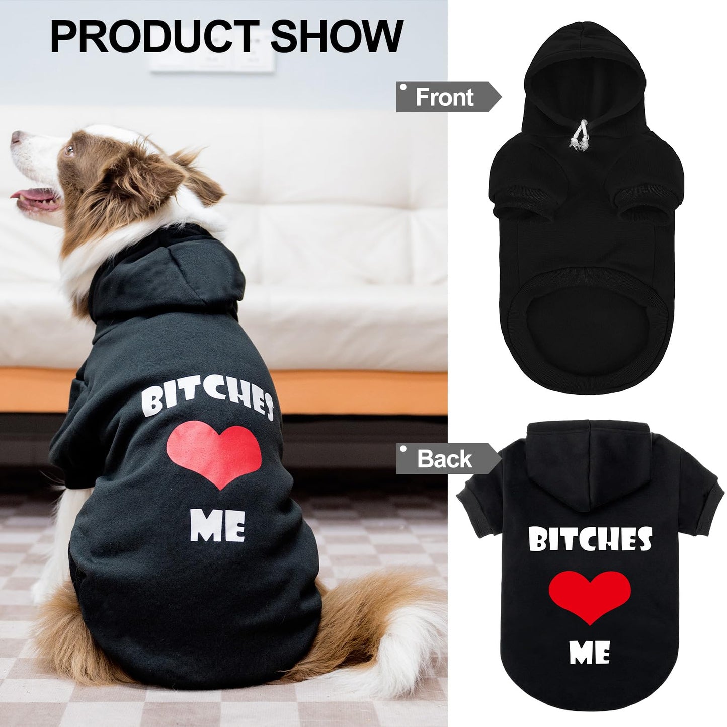 EXPAWLORER Dog Hoodies- Fall Soft and Warm Dog Sweatshirt with Leash Hole, Winter Autumn Fleece Pet Clothes with Love ME Print for Puppy,Cat, Small Medium Large Dogs