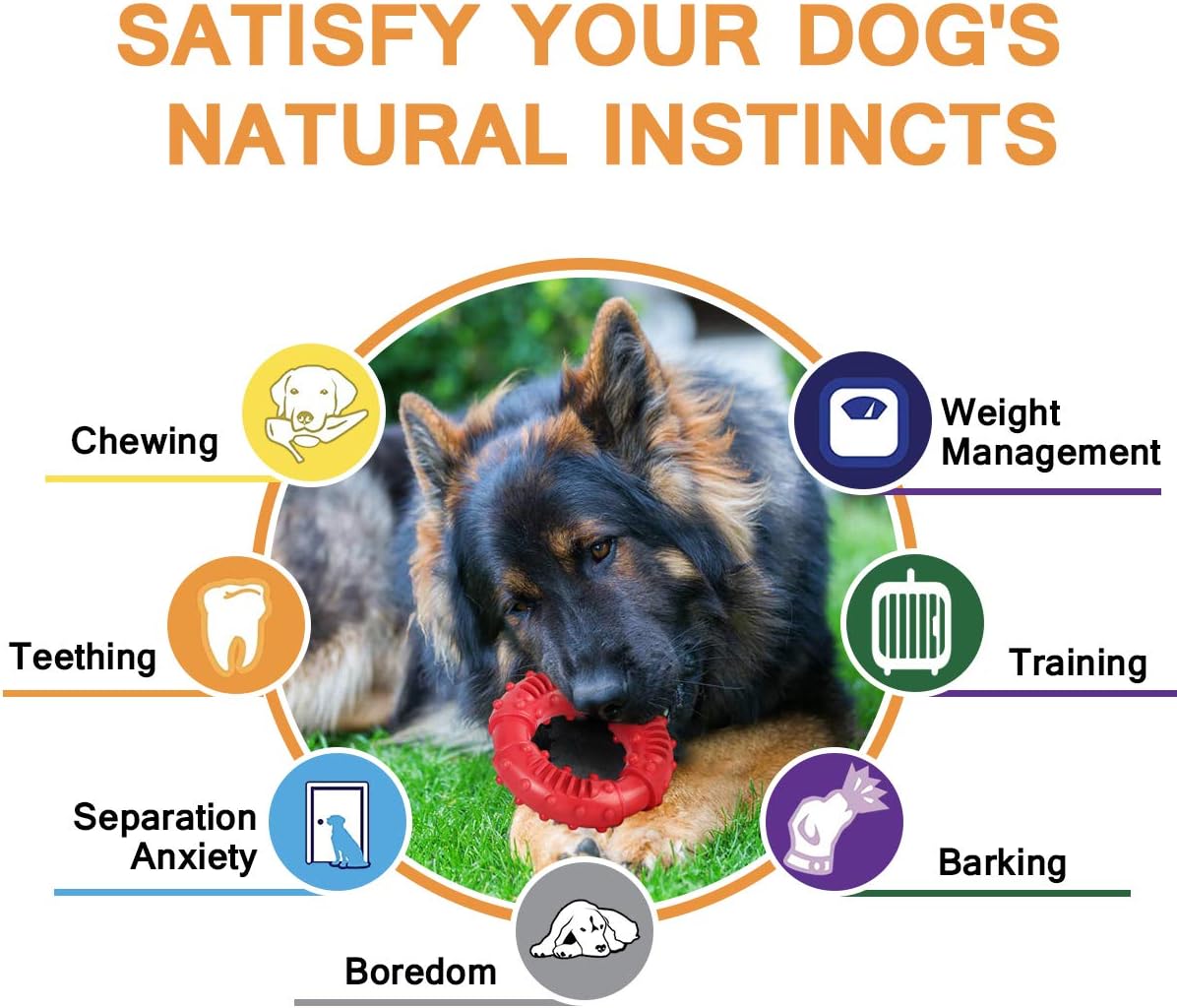 Dog Toys for Aggressive Chewers, Nearly Indestructible Tough Durable Natural Rubber Puppy Chew Toy for Large & Medium Breeds