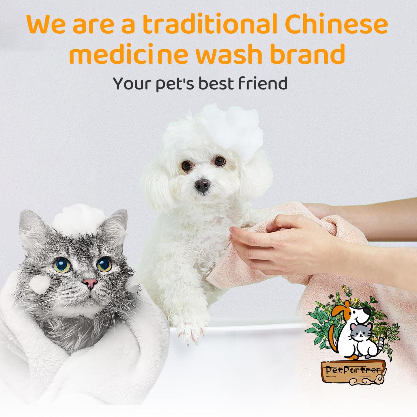 Cat and Dog Shampoo Conditioner, Hypoallergenic Medicated Puppy Shampoo，Veterinary Formula Dog Shampoo for Allergies and itching，Itchy Skin Relief for Smelly Dogs, Natural Sensitive Skin Care