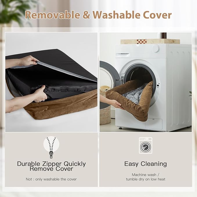 WNPETHOME XXXL Big Dog Bed, Washable Dog Couch with Removable Waterproof Cover, Orthopedic Large Pet Sofa Bed with Bolster Sides for Sleeping