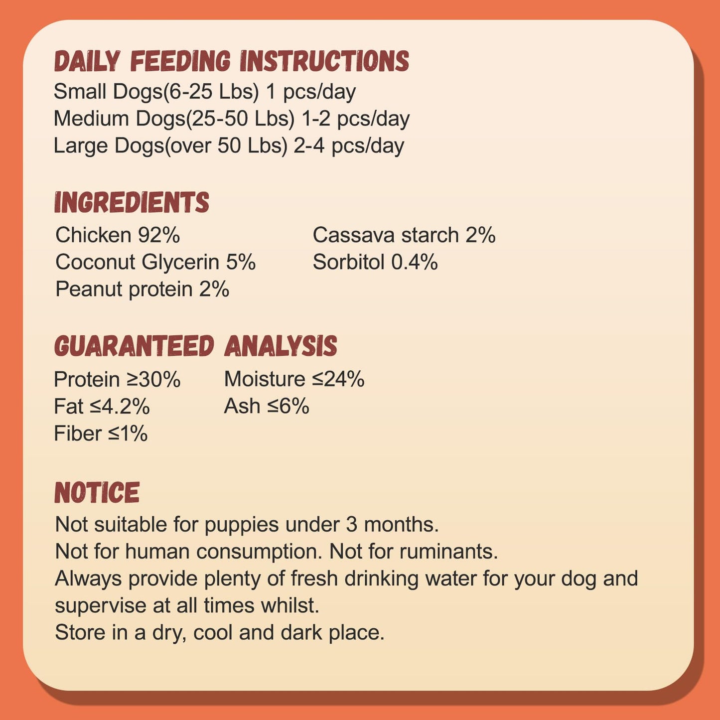 Pawmate Dog Treats Chicken Sausages, Natural Chicken Jerky Training Treats with Glucosamine, Chondroitin, MSM and Taurine, Low Fat Soft Chewy Snacks for Small Medium Dogs, 10.6 oz