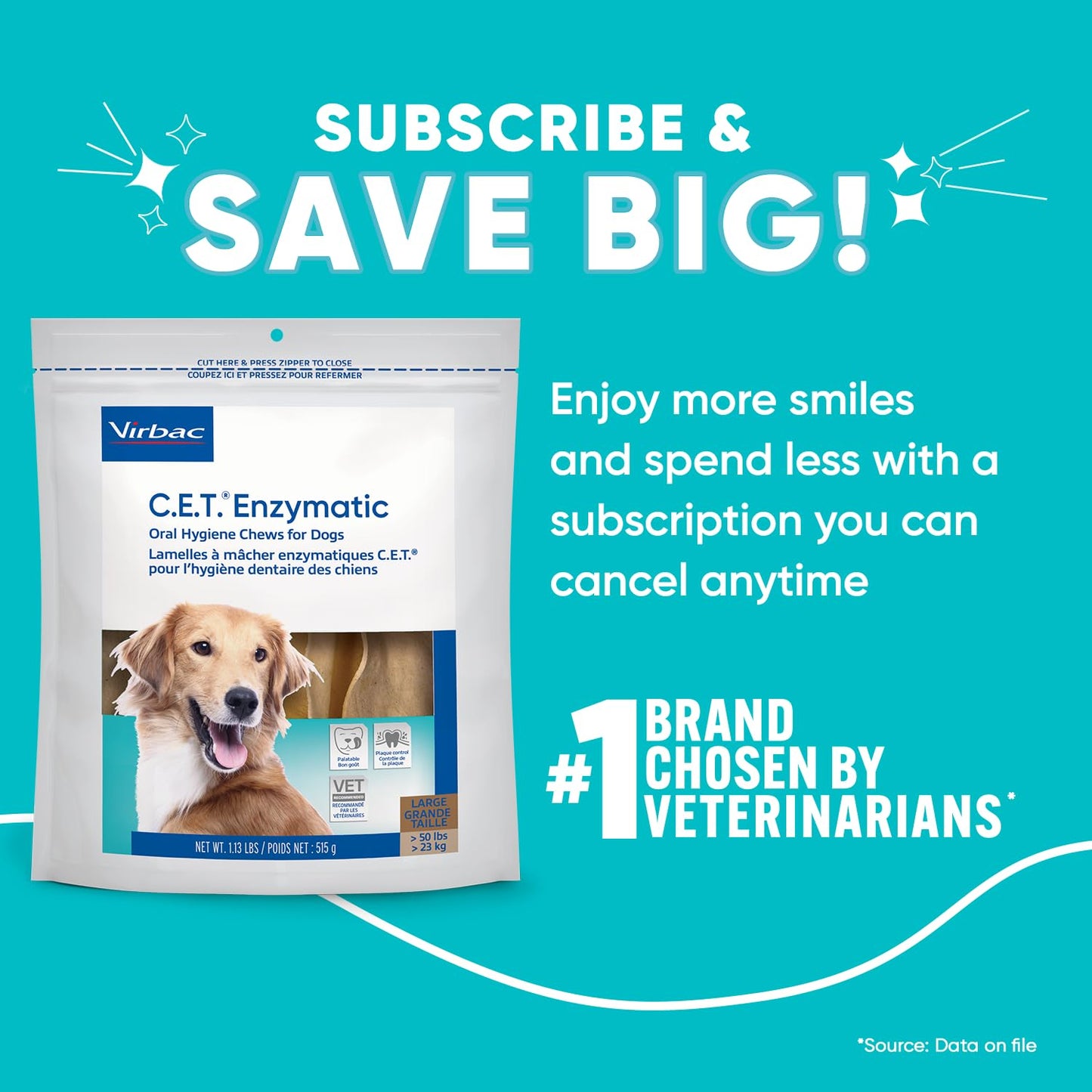 C.E.T. Enzymatic Oral Hygiene Chews for Dogs - Plaque & Tartar Control - Single Layer Beefhide with Exclusive Dual-Enzyme System & Tasty Chicken Flavor - Easy to Give Dog Dental Chew