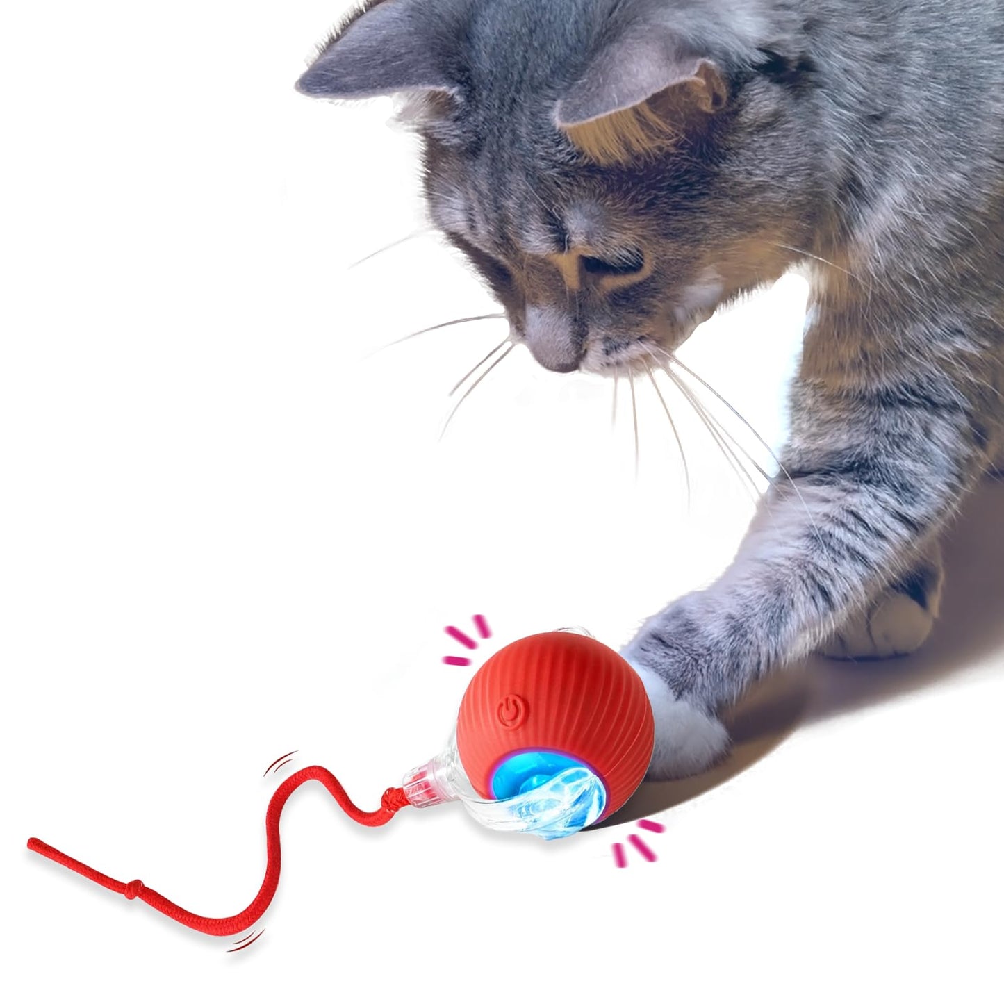 Found Notice Interactive Cat Toy Ball | Automatic Moving Smart Anti-Depression Pet Toy with Light | Speedy Tail 2.0 Cat Mouse Toy | Electric Rechargeable Enrichment Toy for Indoor Bored Cats & Dogs