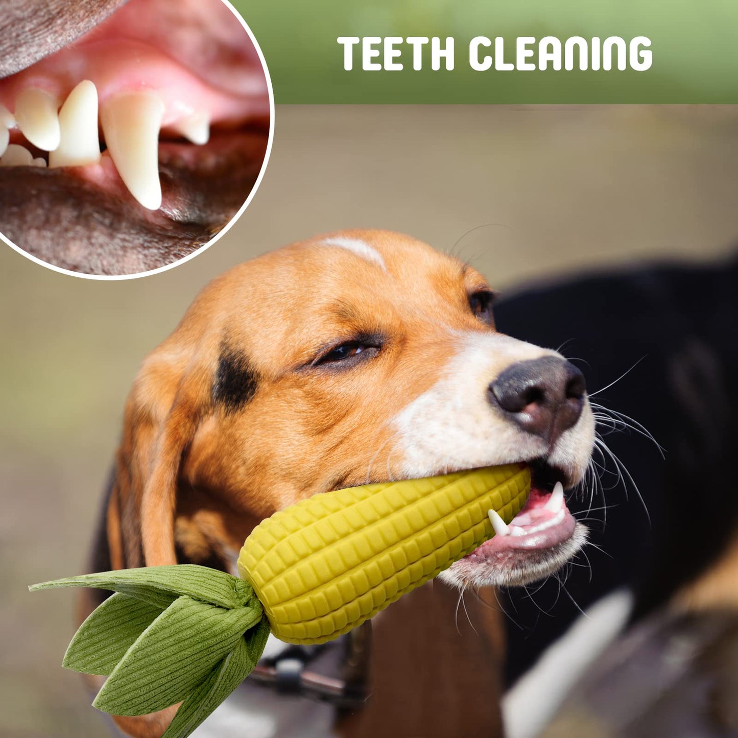 Vekung Dog Toys for Aggressive Chewers, Indestructible Tough Squeaky Corn Chew Toy for Large Medium Small Breed, Interactive Dog Toys to Keep Them Busy