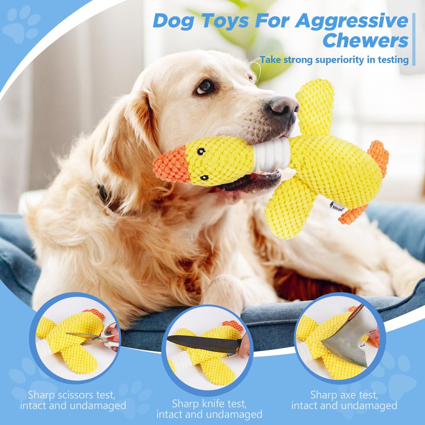 Vitscan Upgraded Goose Durable Dog Toys for Aggressive Chewers Small Medium Large Breed/Dog Chew Toy Crinkle Squeaky Plush Dog Puppy Chew Toys for Teething/Interactive Dog Toys