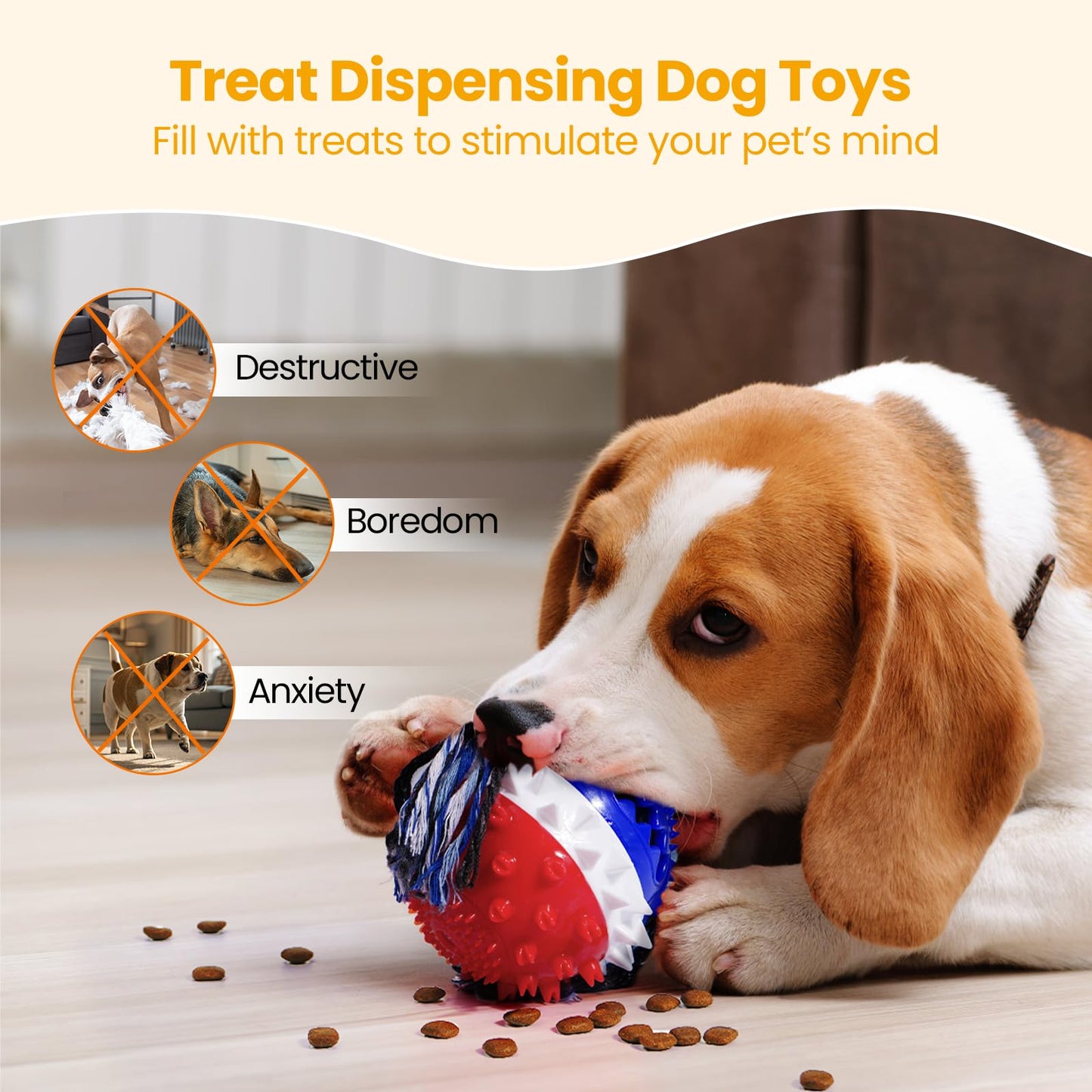 HGB Squeaky Dog Puzzle Toy for Boredom, Interactive Treat Dispensing Dog Toys to Keep Them Busy for IQ Training & Slow Feeder, Pet Enrichment, Teeth Cleaning & Reduce Boredoem