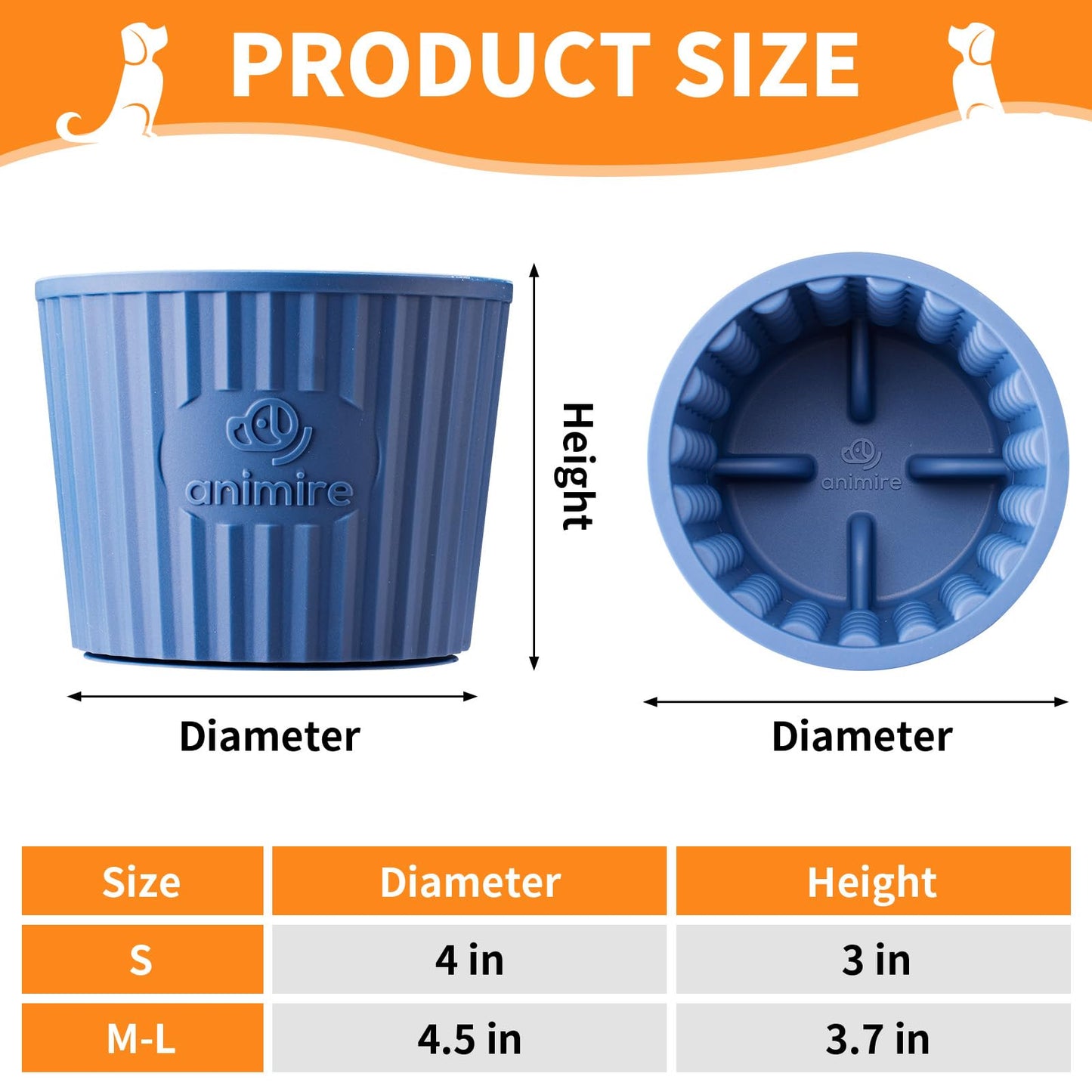 Dog Lick Bowl, Anxiety Relief Dog Licking Mat Freezer Treat Dispenser, Non-Slip Anti-Choking Silicone Slow Feeder Lick Bowl for Small Medium & Large Breed Dogs, BPA Free(Deep Blue,M-L)