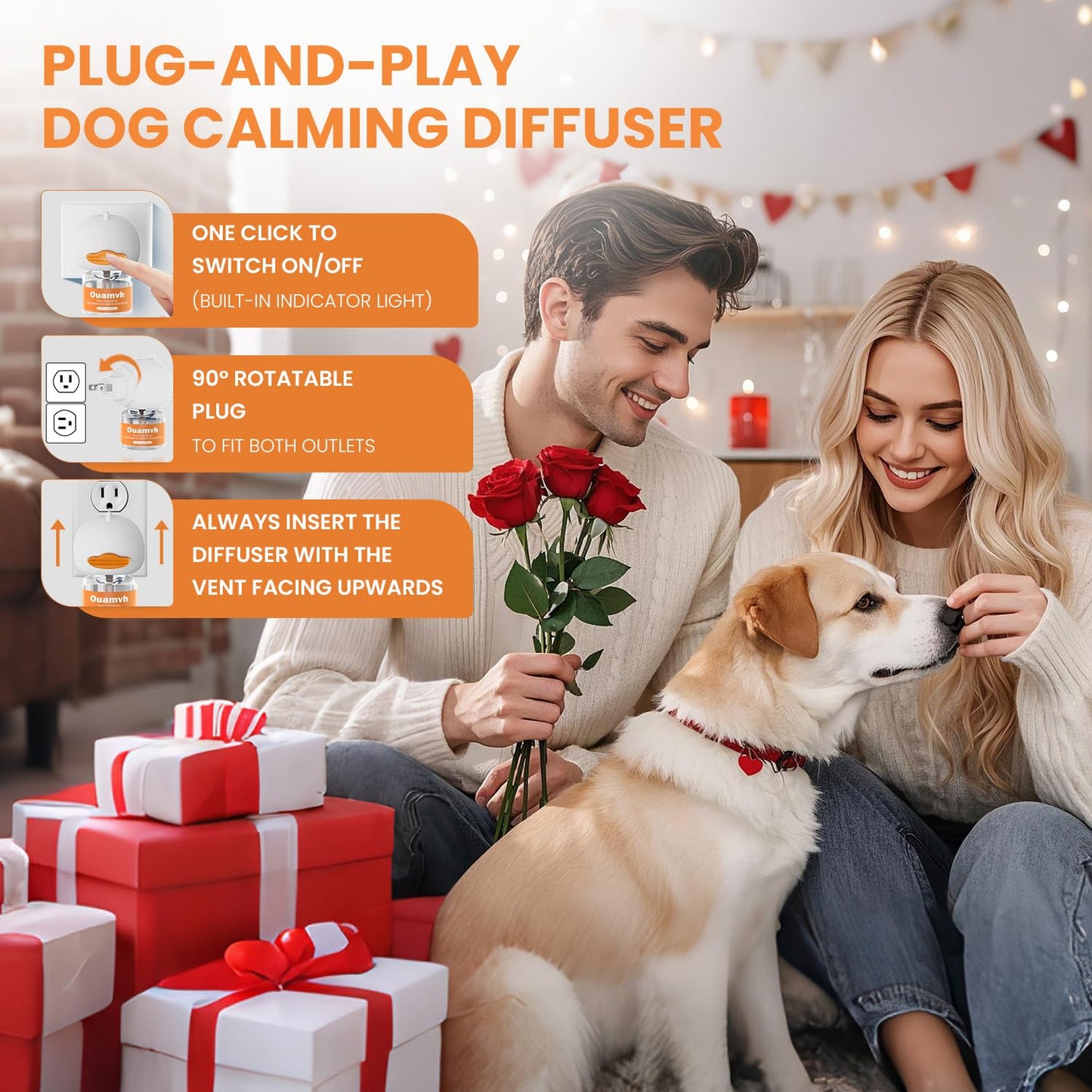 Ouamvh Dog Calming Diffuser,Relaxing Solution for Stress and Anxiety in Dogs, Reducing Scratching and Barking Behaviors in Puppies, Medium, and Large-Sized Dogs,Help Train Dog to Pee