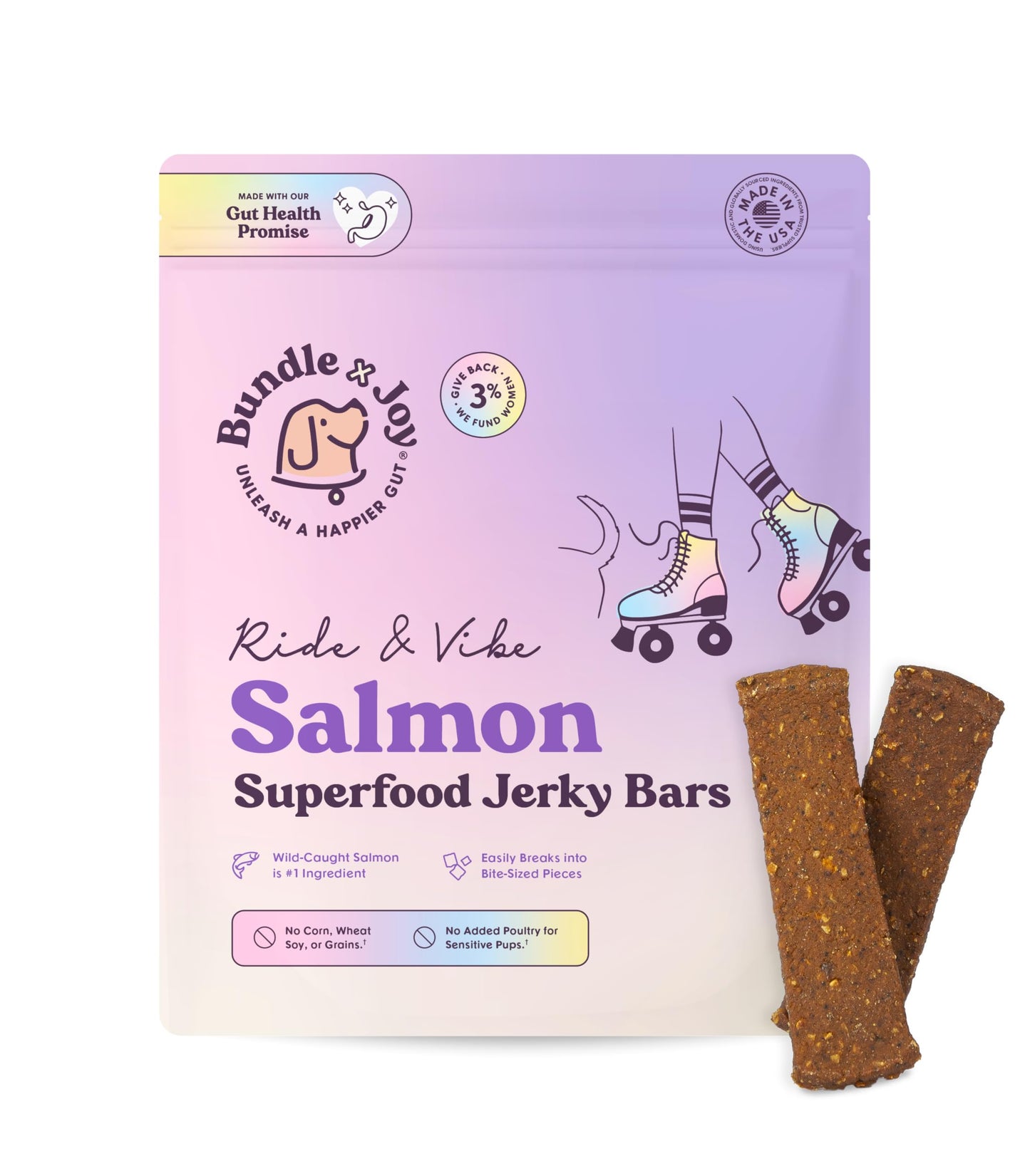 Ride & Vibe Dog Treats, Wild Caught Salmon Jerky, Snack Bars, Puppy Training Treats, Natural Superfood, Grain, Corn, Poultry & Soy Free, 5oz