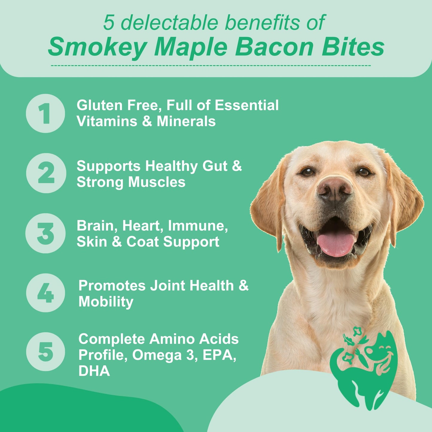 Vivus Pets Vegan Dog Treats - Smokey Maple Bacun Bites for Gut Health and Skin Coat with All Natural, Allergen Free & Human Grade Ingredient - Suitable for All Breeds, 5.3 Oz