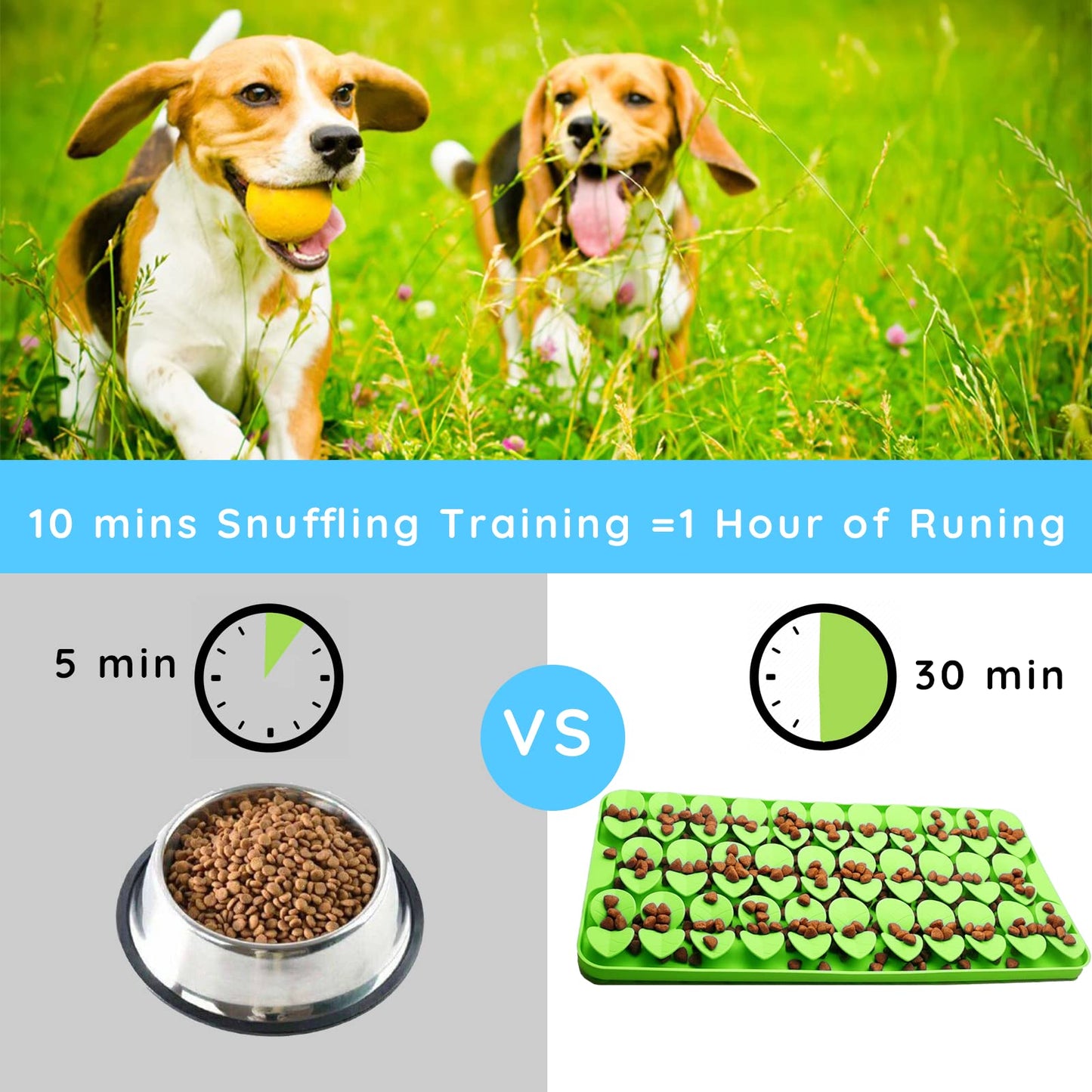 Cdipesp Silicone Snuffle Mat for Dogs Slow Feeder Lick Mat with Suction Cups Dogs Sniff Mat Dogs & Cats Entertainment Toys for Boredom(Green)