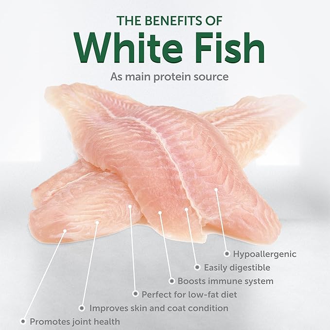 Nature's Protection Superior Care White Dogs Rice Based Dry Dog Food - High Protein, Tear Stain Dog Food for All Breeds Light Coated Puppies, Fresh Pet Meal, White Fish, 22 lb