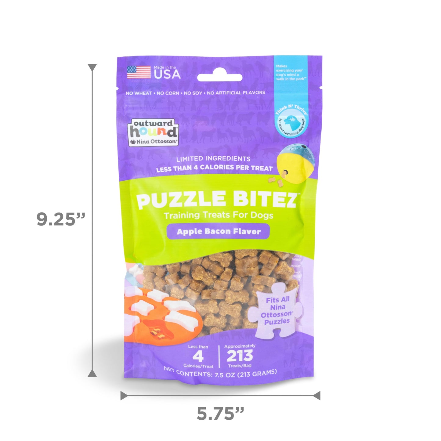 Outward Hound by Nina Ottosson Puzzle Bitez USA Made Dog Treats, Apple Bacon Flavor, Bite-Sized Training Reward and Interactive Puzzle Toy Treats, 7.5oz