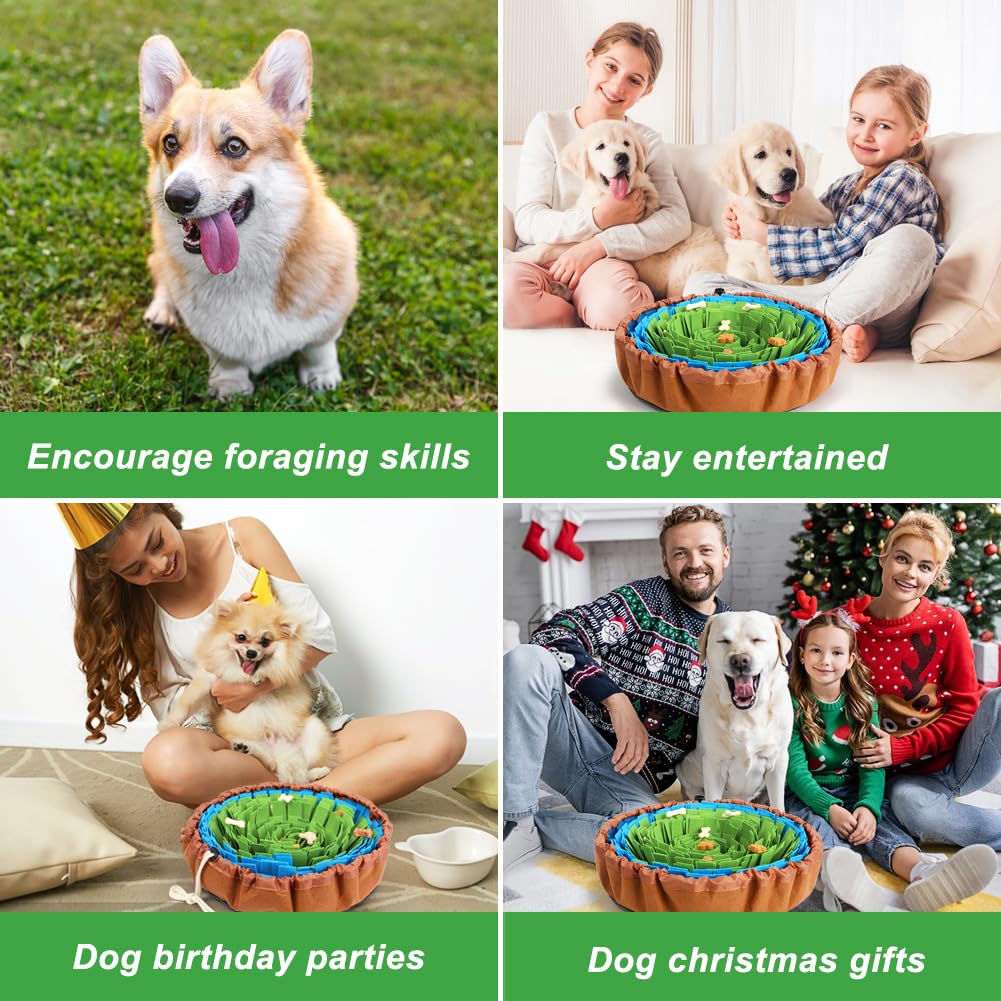Vivifying Snuffle Mat for Dogs, Adjustable Nosework Mat for Small, Medium & Large Dogs, Interactive Dog Enrichment Toy for Mental Stimulation & Slow Feeding (Green & Blue)