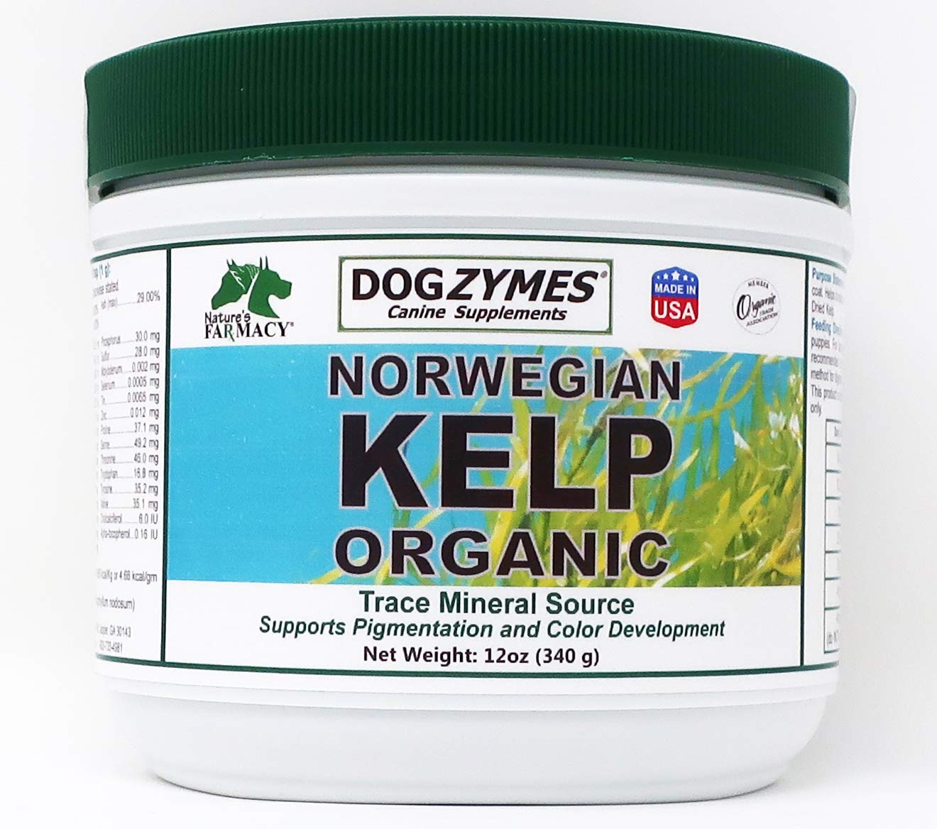 Dogzymes Organic Norwegian Kelp for Pets, a Valuable Nutrition Source Rich in Iodine to Support Gland Function, Especially The Thyroid (12 Ounce)