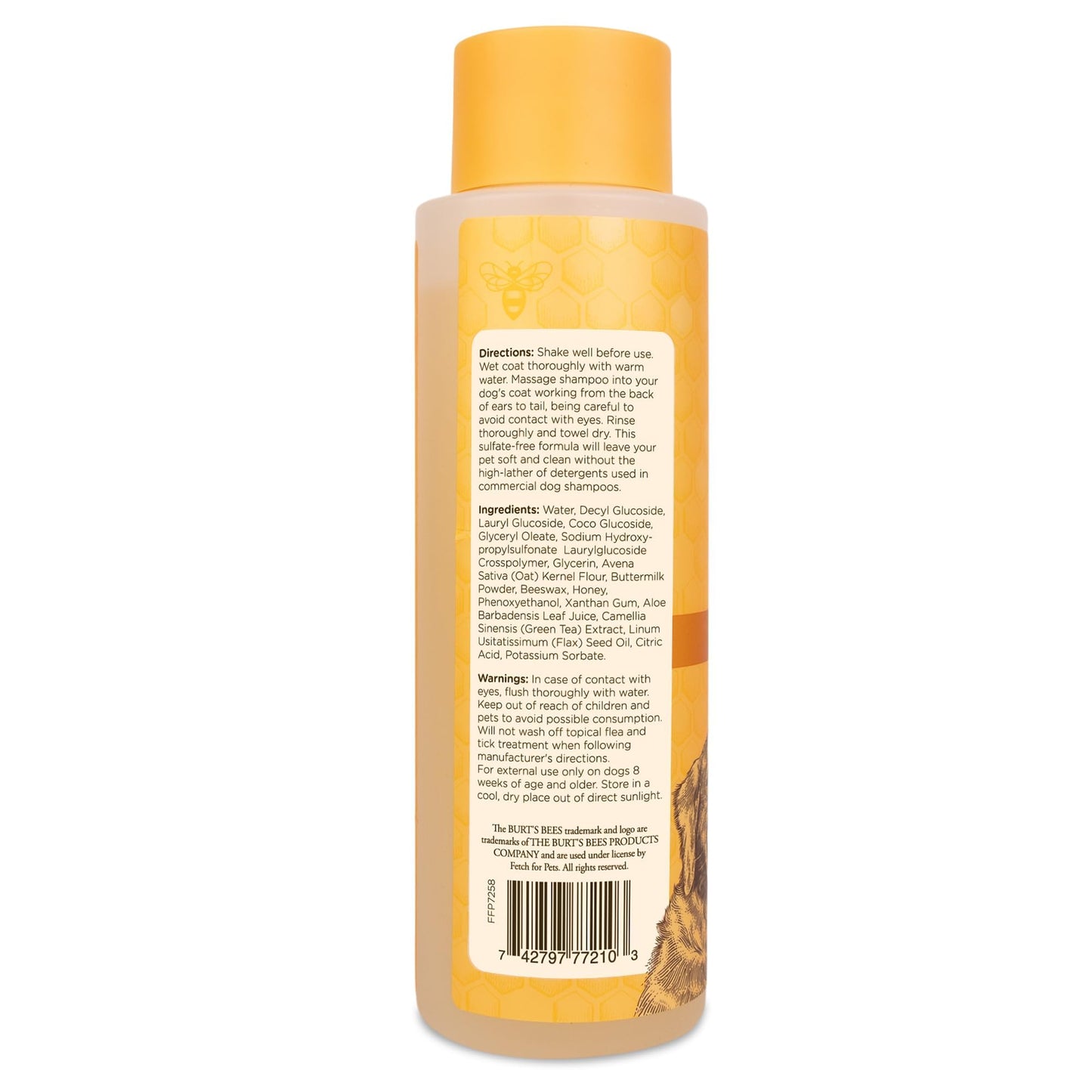 Burt's Bees for Pets Oatmeal Shampoo for Dogs with Colloidal Oat Flour and Honey - Skin Soothing Dog Oatmeal Shampoo, Moisturizing Dog Wash for Itchy Dry Skin, Essential Grooming Supplies, 16 Fl Oz
