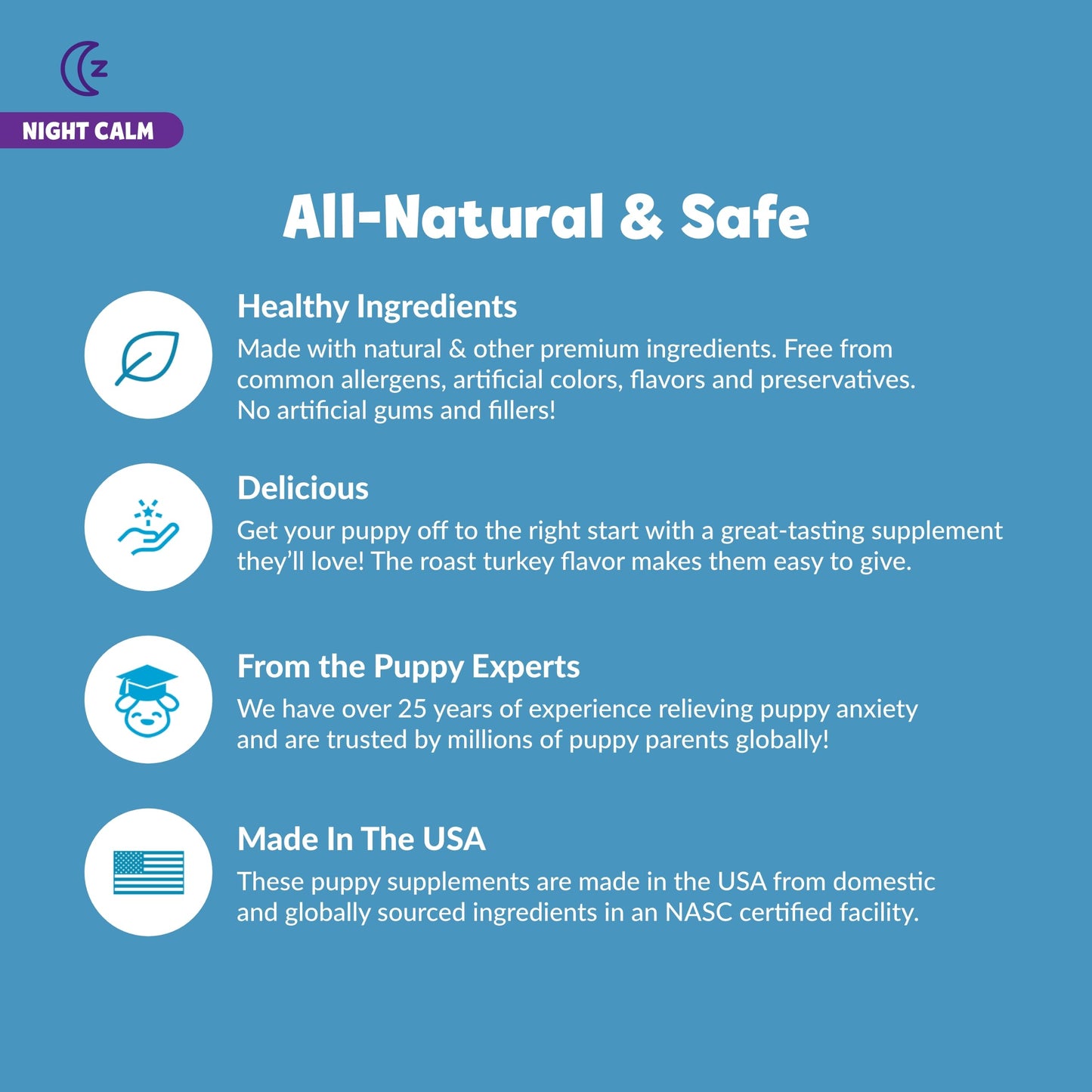 Snuggle Puppy Night Calm Puppy Bites with Melatonin, Chamomile & Ashwagandha - Calming Treats for Dogs - Melatonin for Dogs to Support Restfulness & Sleep - 60 Soft Chew Dog Treats