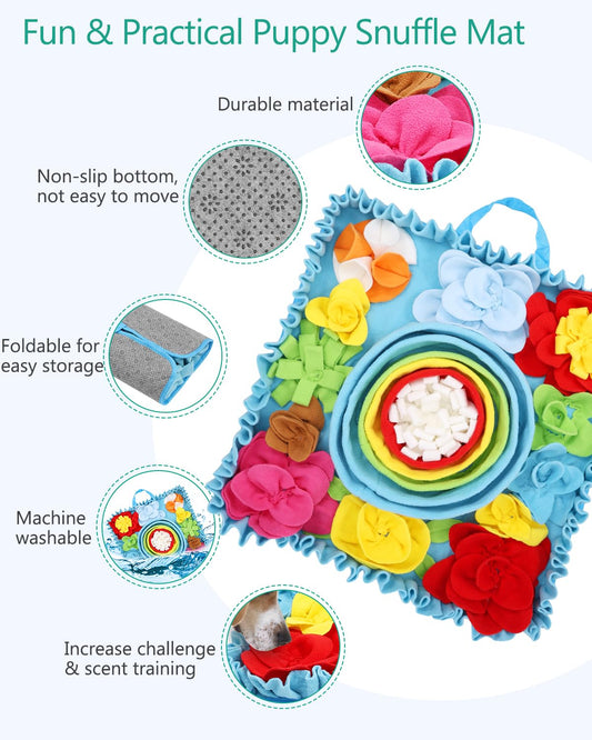 ORIA Snuffle Mat for Dogs, 20''x20'' Mental Stimulation Toy for Anxiety Relief & Boredom, Dog Foraging Mat & Slow Feeder Sniff Mat for Small Medium Large Breeds