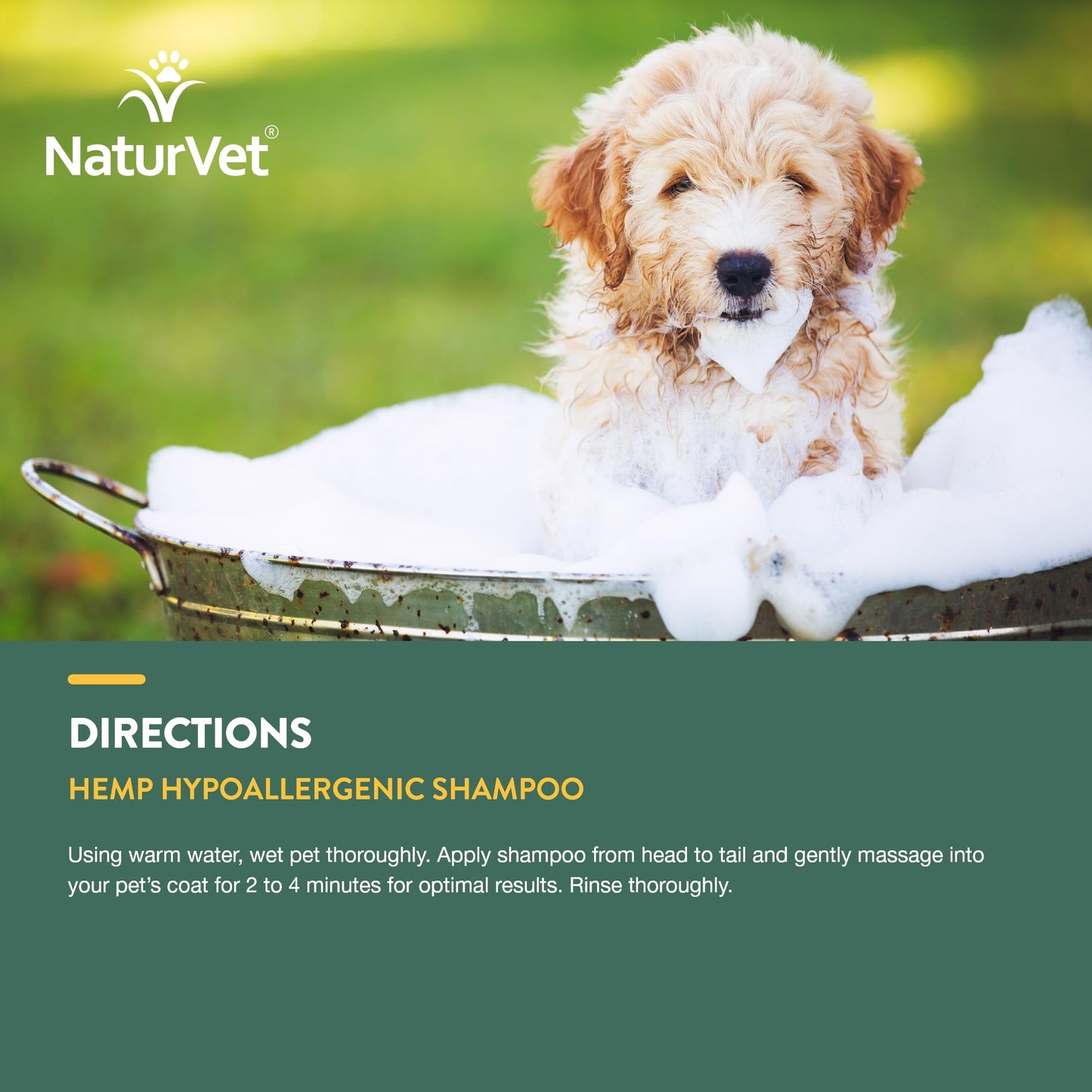 NaturVet Hemp Hypoallergenic Shampoo with Oat and Aloe for Dogs, 16oz Liquid, Made in The USA
