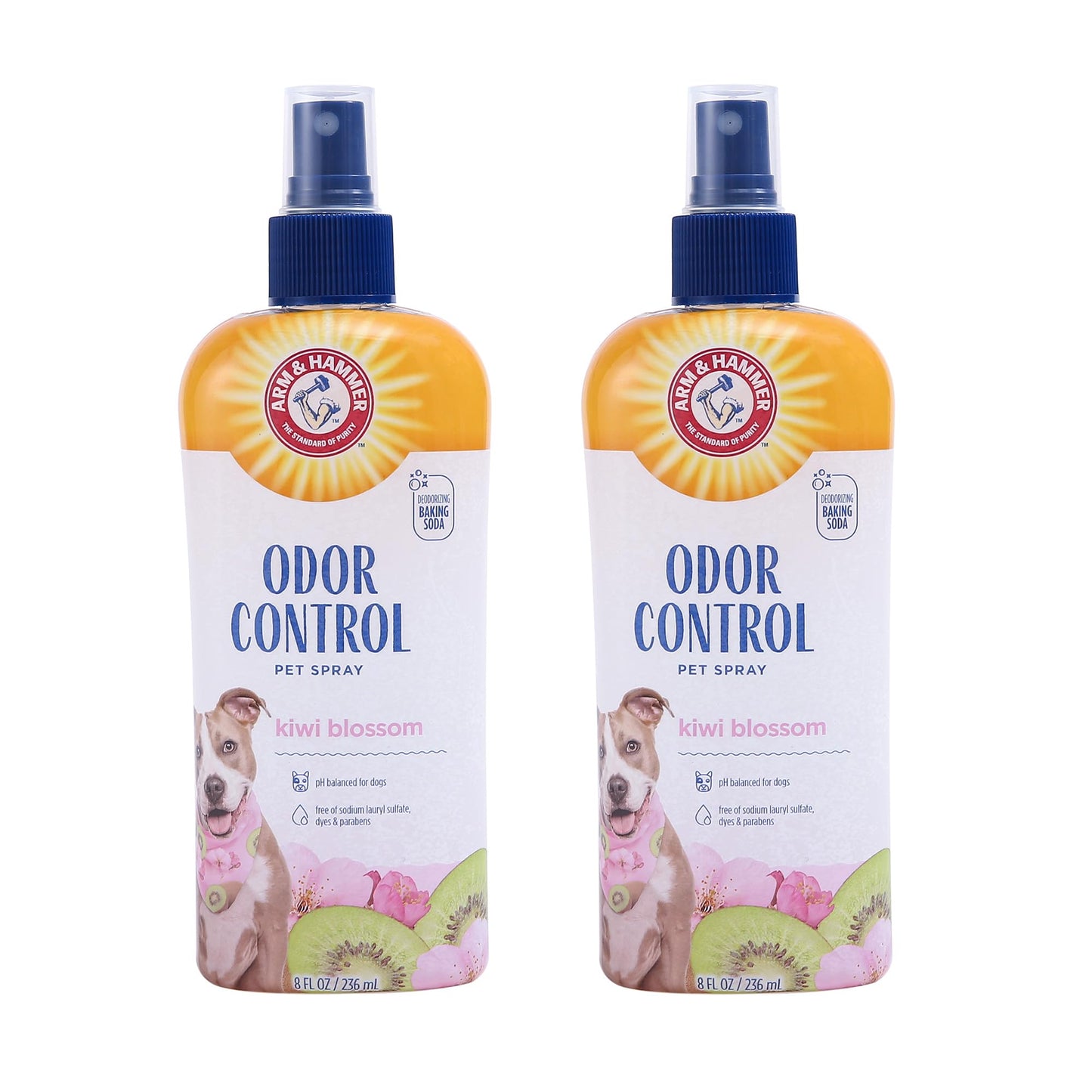 Arm&Hammer For Pets Super Deodorizing Spray for Dogs, Best Odor Eliminating Spray for All Dogs&Puppies|Arm & Hammer Baking Soda Formula with Kiwi Blossom Scent,8 Fl Oz (Pack of 2) Packaging may vary