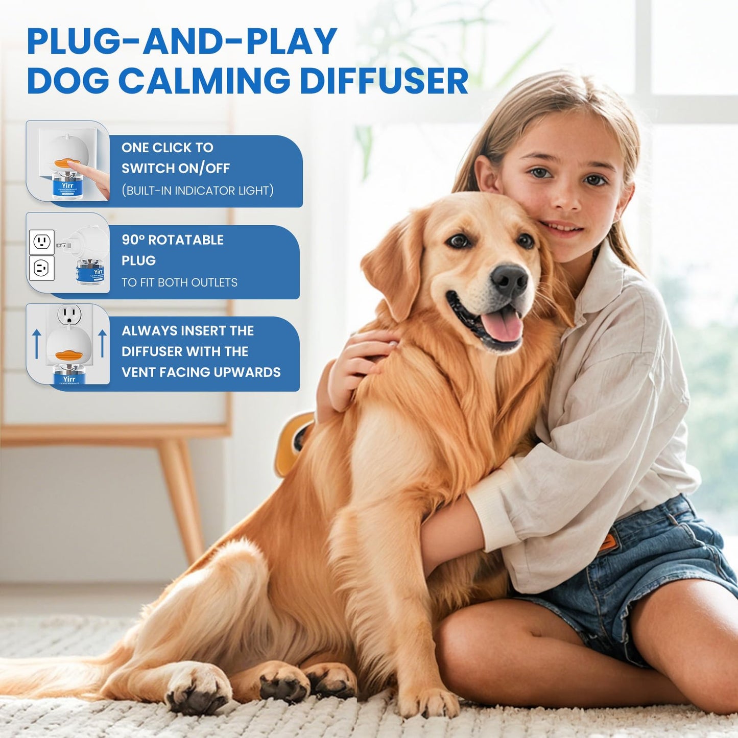 Yirr Dog Calming Diffuser, Dog Pheromones Calming Diffuser, Relaxing Pheromone for Dogs Relief Stress Anxiety Reduce Aggression Barking, Help Train Dog to Pee