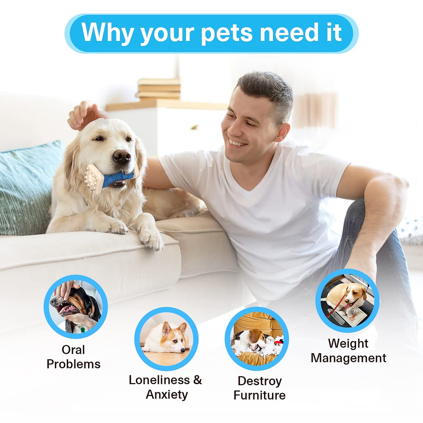 AOZOOM Indestructible Dog Toys for Aggressive Chewers, Tough Dog Chew Toys, Cognitive Dog Toys with Beef Flavor, Enrichment Toys for Dogs for Large Medium Small Dogs