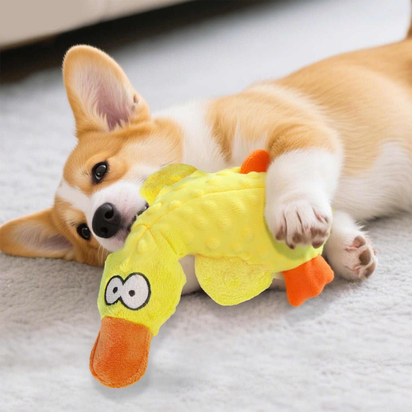 EZBNG 2025 New Calming Duck,Calming Duck Toy for Dogs Yellow Stuffed Ducks Dog Chew Toys, Calming Dog Toys for Indoor Dogs Puppy (Yellow)