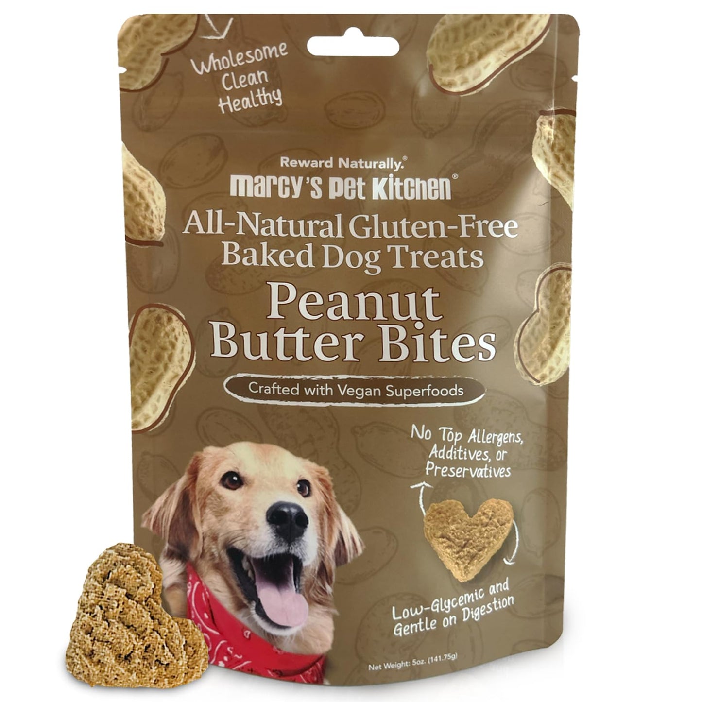 Marcy's Pet Kitchen-Diabetic- All Natural, Crunchy, Peanut Butter Dog Treats - Vet Approved- No Preservatives-Vegan, Gluten Free, Human Grade - Crunchy-Made in The USA, Healthy Peanut Butter Treats