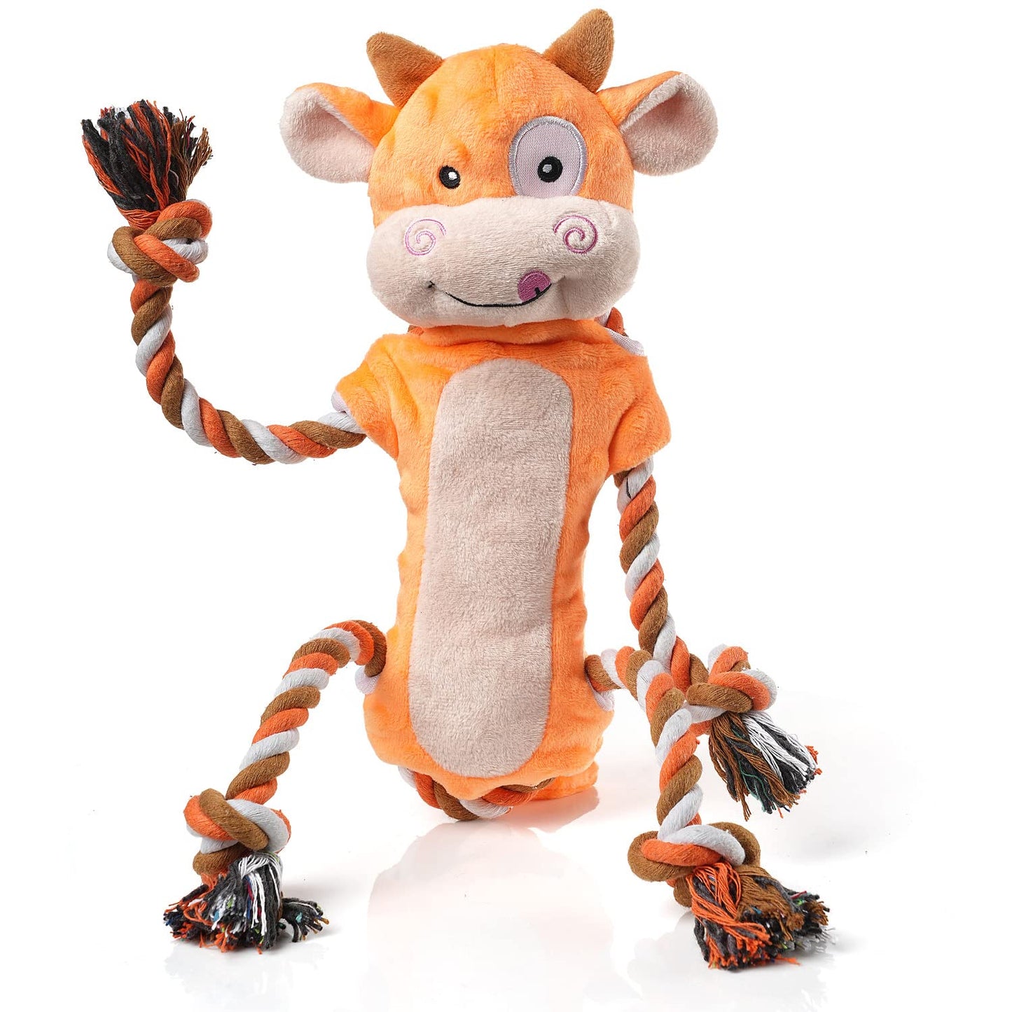 Dog Toys, Tug of War Dog Toys for Large Breed, Cute Squeaky Interactive Dogs Toy with Crinkle Paper, Plush Puppy Chew Toy for Small, Middle, Big Dogs (Cow-SS)