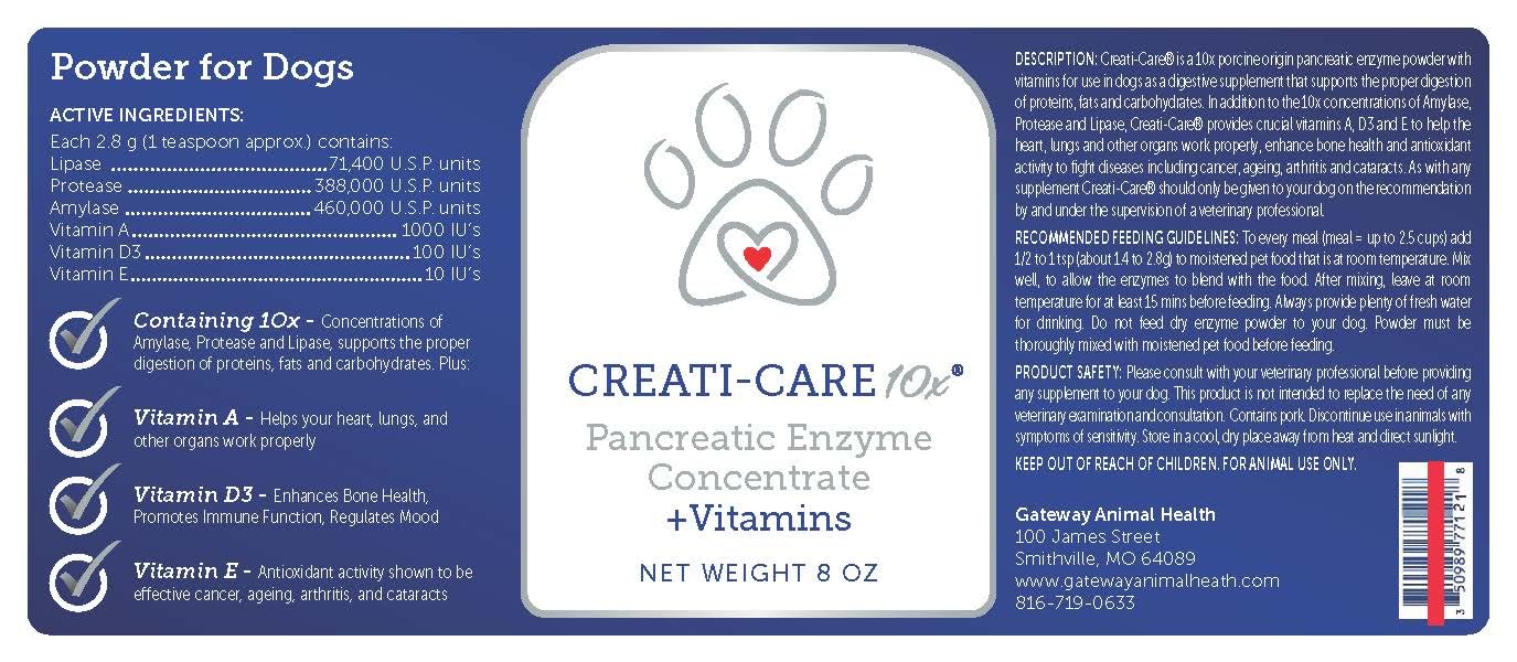 Pancreatic Enzyme for Dogs - Creati-Care 10x Dog Digestive Enzymes Powder with Vitamins Restore Normal Weight, Supports Pancreatin Issues Relieves Digestive Stress - 4 oz