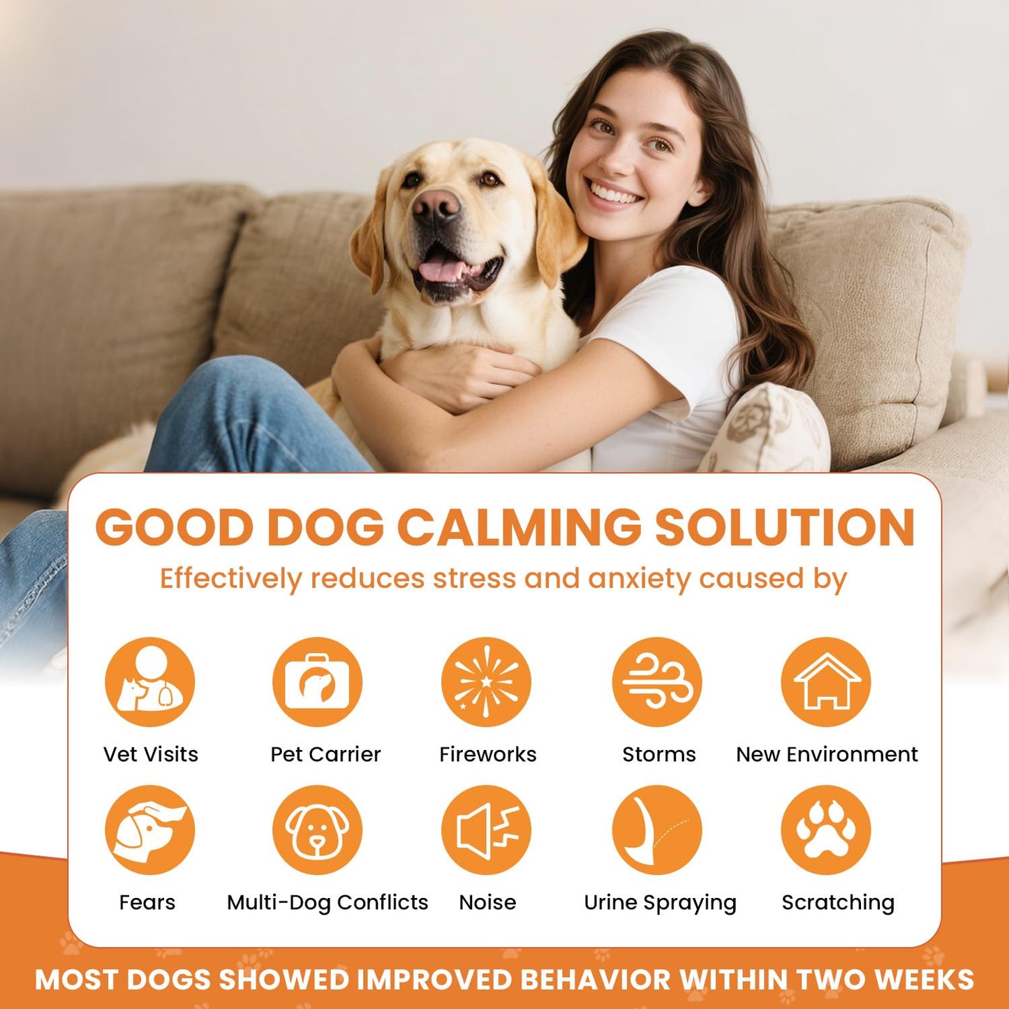 Ouamvh Dog Calming Diffuser,Relaxing Solution for Stress and Anxiety in Dogs, Reducing Scratching and Barking Behaviors in Puppies, Medium, and Large-Sized Dogs,Help Train Dog to Pee