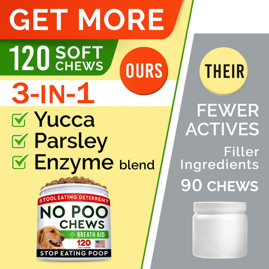 STRELLALAB No Poo Treats - No Poop Eating for Dogs - Coprophagia Stool Eating Deterrent - Digestive Enzymes - Gut Health & Immune Support - Stop Eating Poop - 120ct