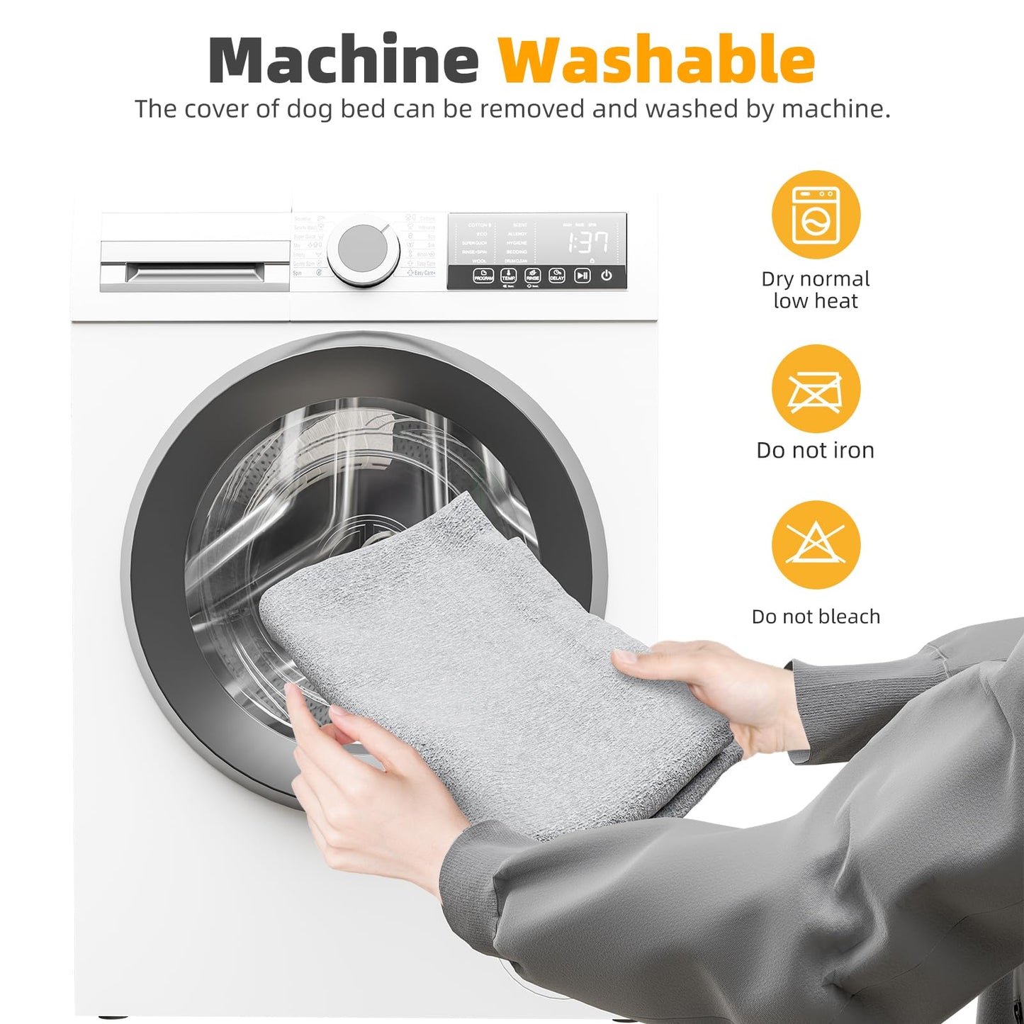 Simple Trending Orthopedic Dog Beds for Extra Large Dogs, L Waterproof Memory Foam Pet Bed with Sides, Non-Slip and Egg-Crate Foam Big Dog Couch Bed with Washable Removable Cover, Grey