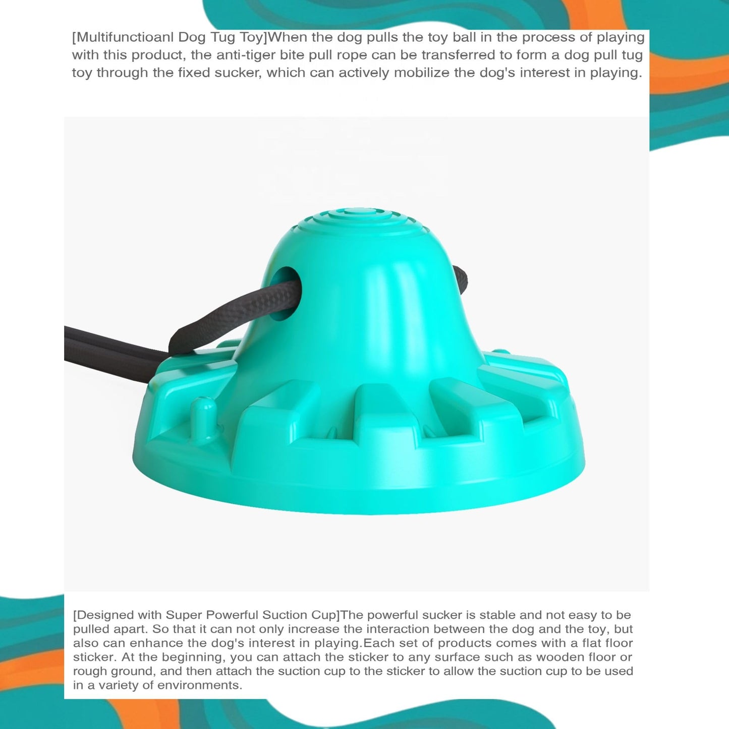 Dog Chew Toy for Aggressive Chewers – Dual Ball Suction Cup Rope Toy, Durable Food Dispensing Puzzle for Boredom Relief, Puppy Training & Teething Toy for Dental Health