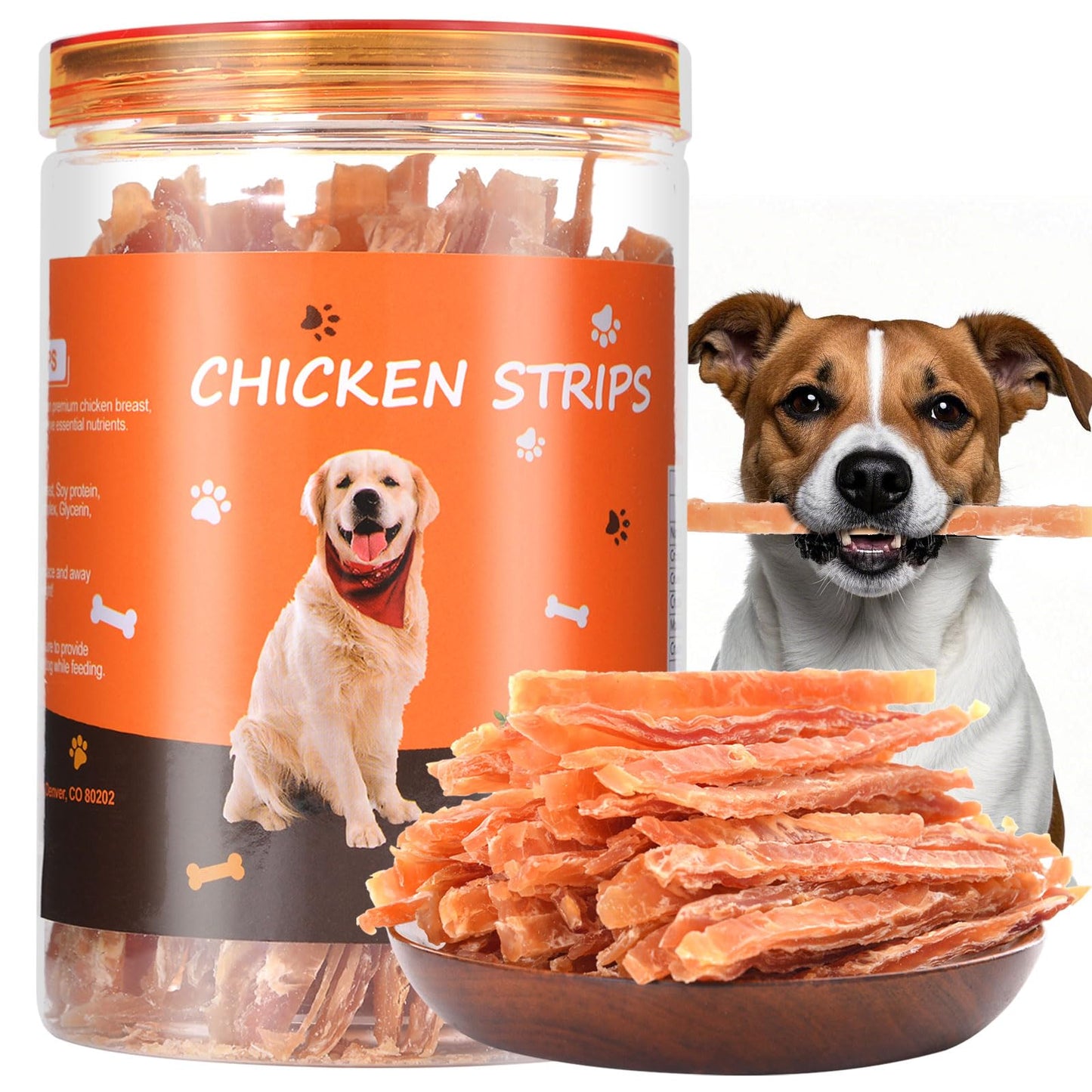 Chicken Jerky Strips for Dogs, 14.11Oz Natural Dried Real Chicken Training Treats for Dogs, Low Fat & Grain Free, Jerky Cuts Training Snacks for Pets(400g)