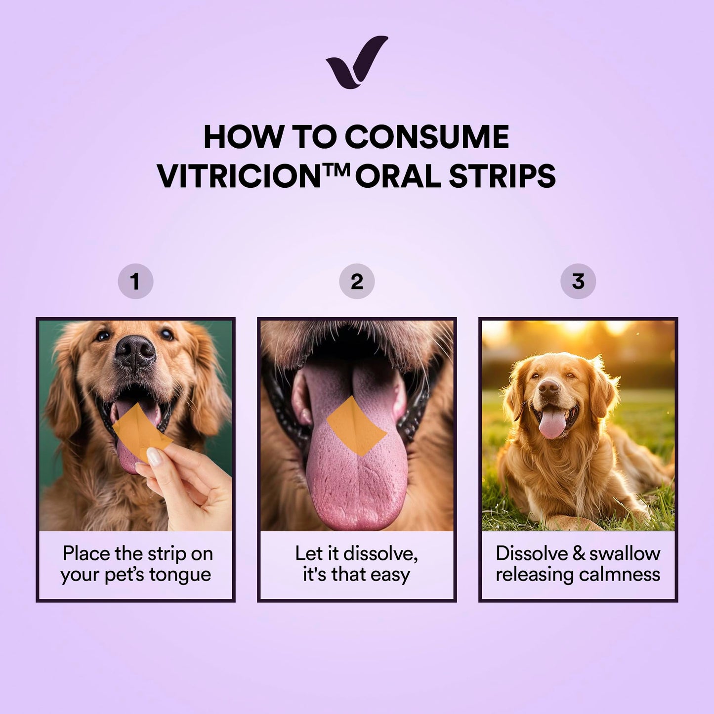 Vitricion Pet Calming with Skin & Coat Health Oral Strips – 60 Fast-Acting Strips for Dogs & Cats Anxiety Support with Melatonin & L-Theanine and Omega-3 & Biotin for Itching & Shedding